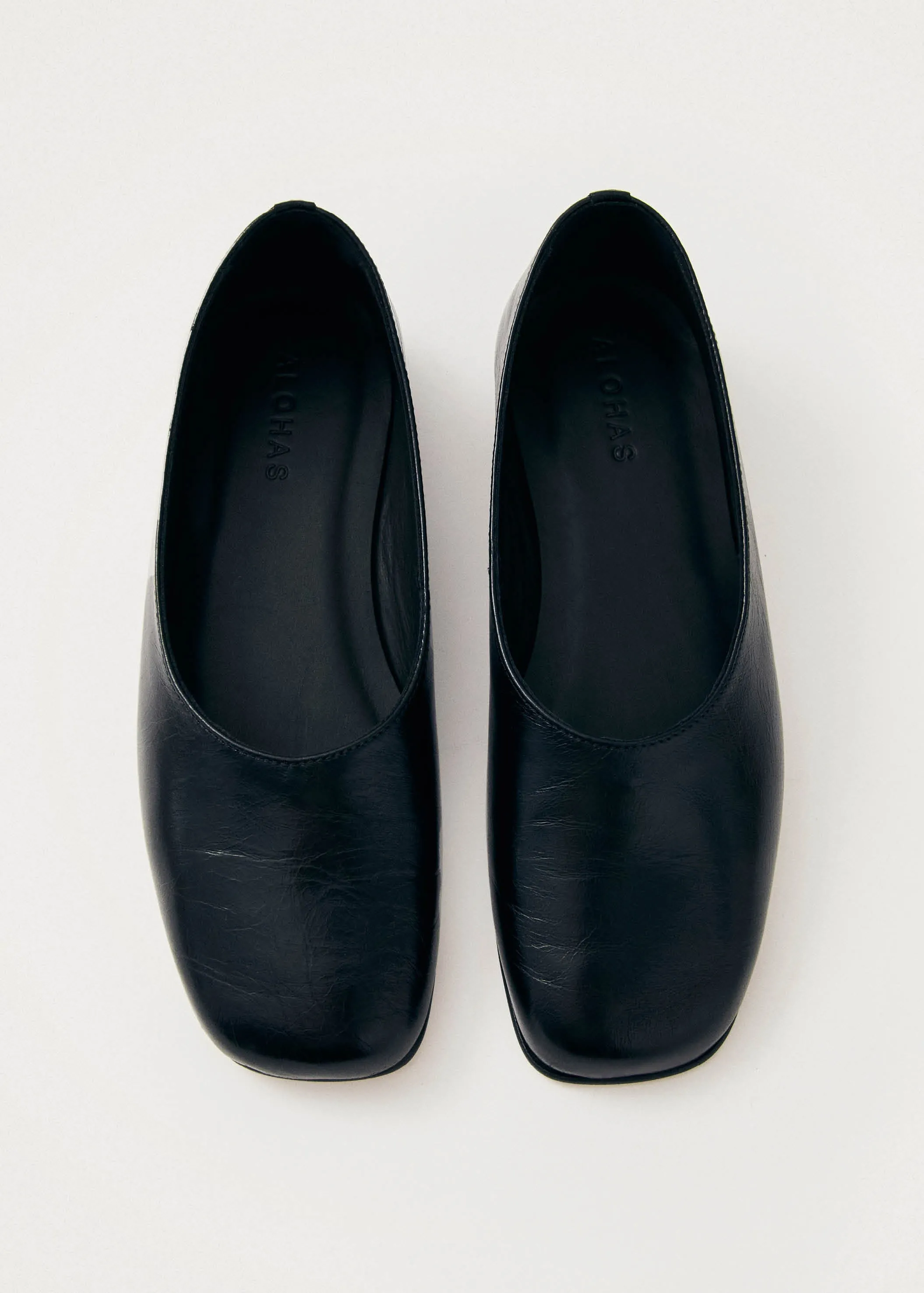 Edie Black Leather Ballet Flats