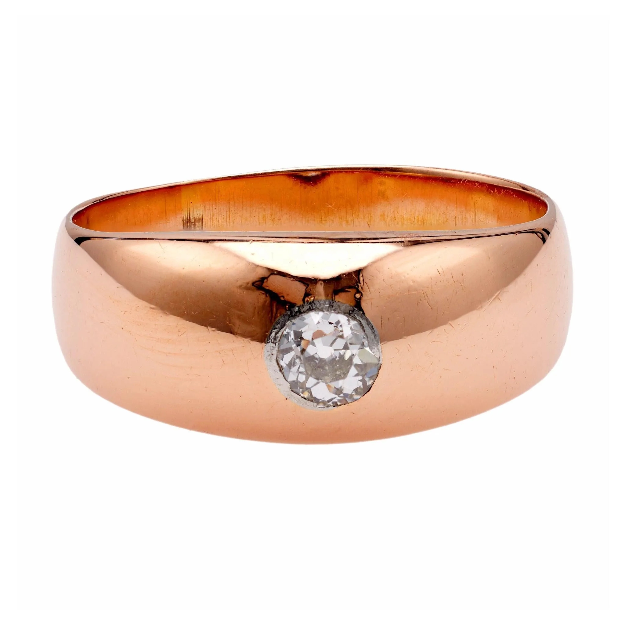 Edwardian Old European Cut Diamond 18k Rose Gold Ring