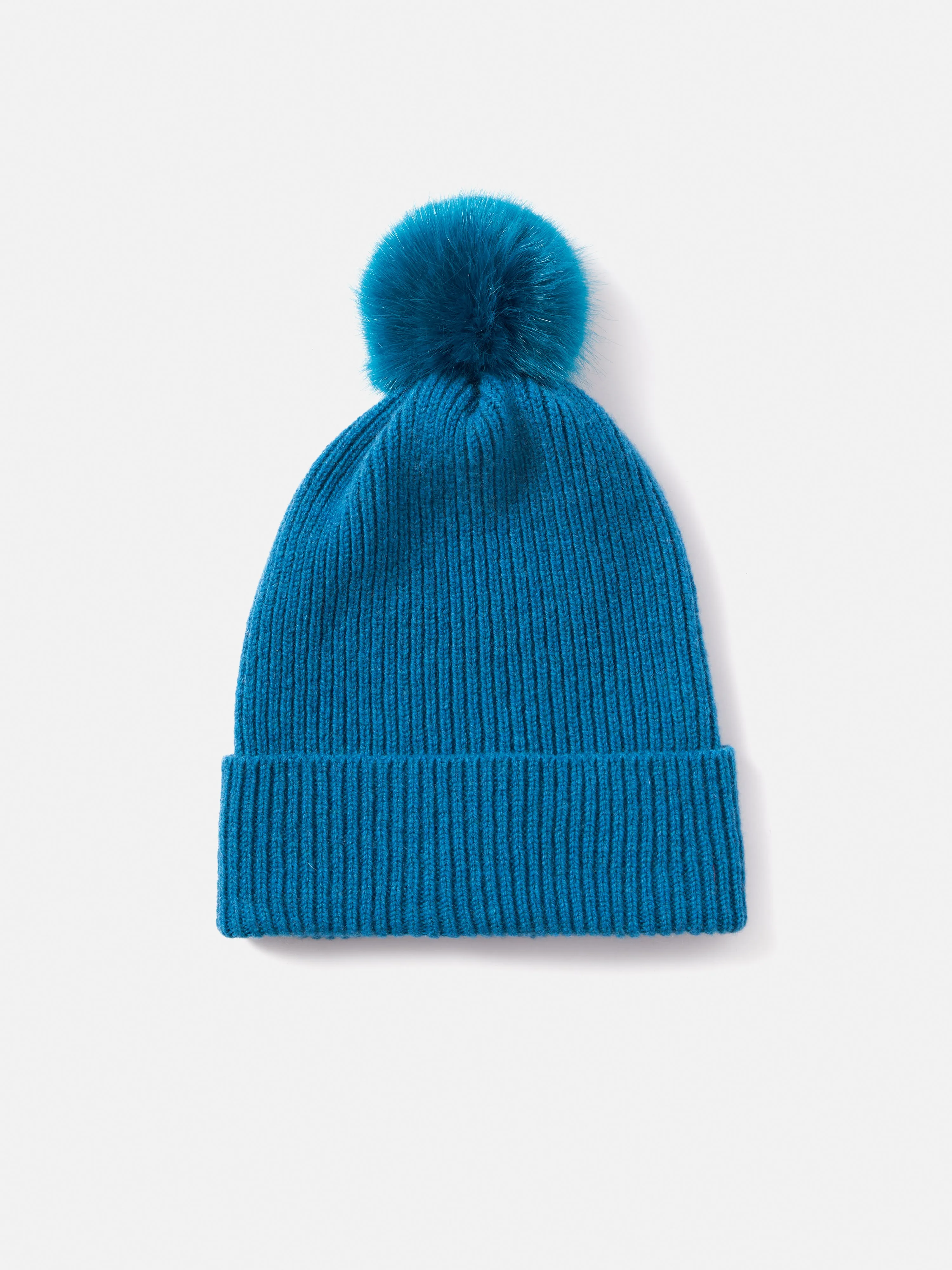 Faux Fur Pom Hat | Blue