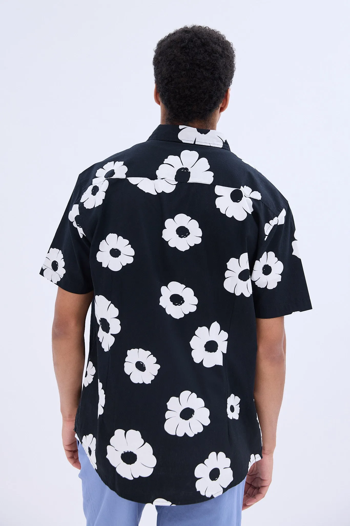 Floral Printed Short Sleeve Poplin Shirt