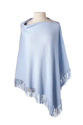 Fringed Poncho - Winter Blue