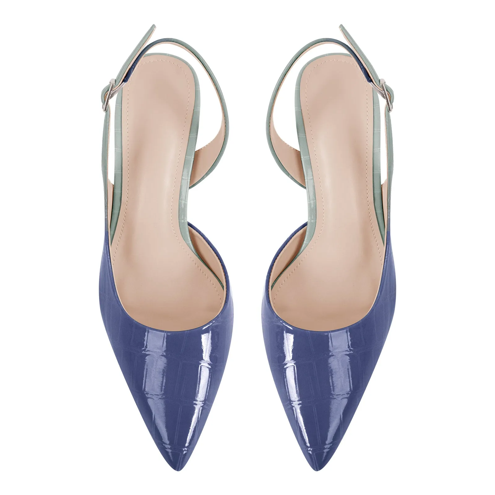 Gradient Pointed Toe Stone Slingback Pumps