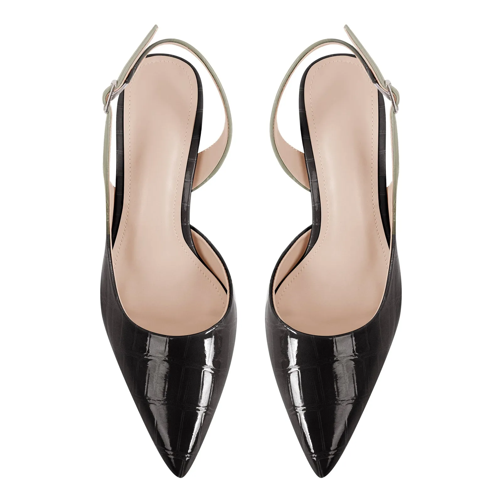 Gradient Pointed Toe Stone Slingback Pumps