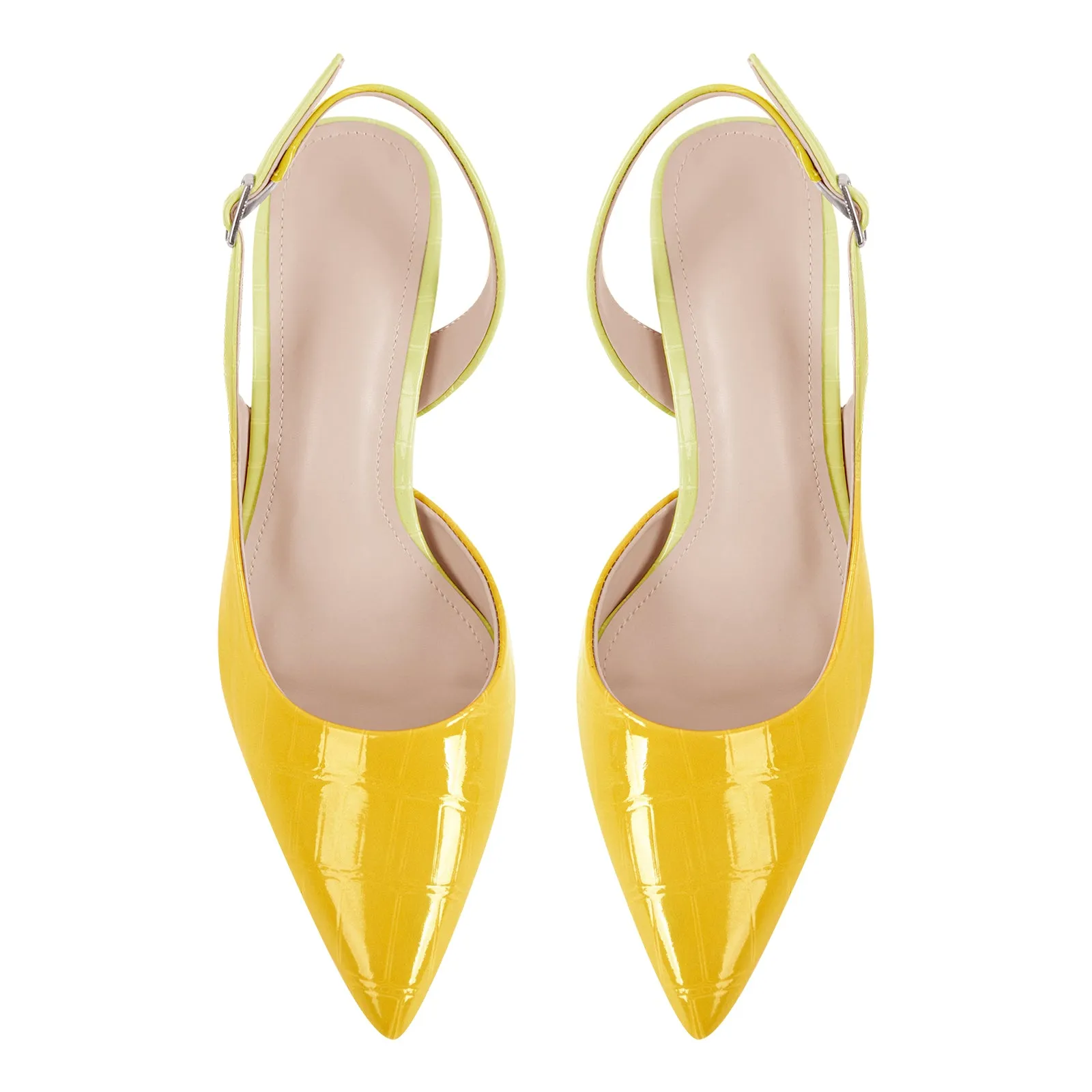 Gradient Pointed Toe Stone Slingback Pumps