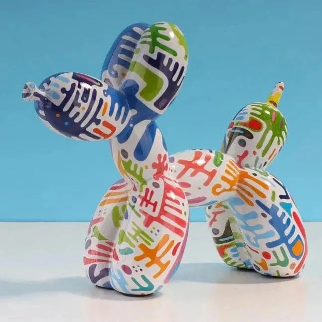 Graffiti Balloon Dog Art Sculpture Premium Resin Statue Creatively Coloured