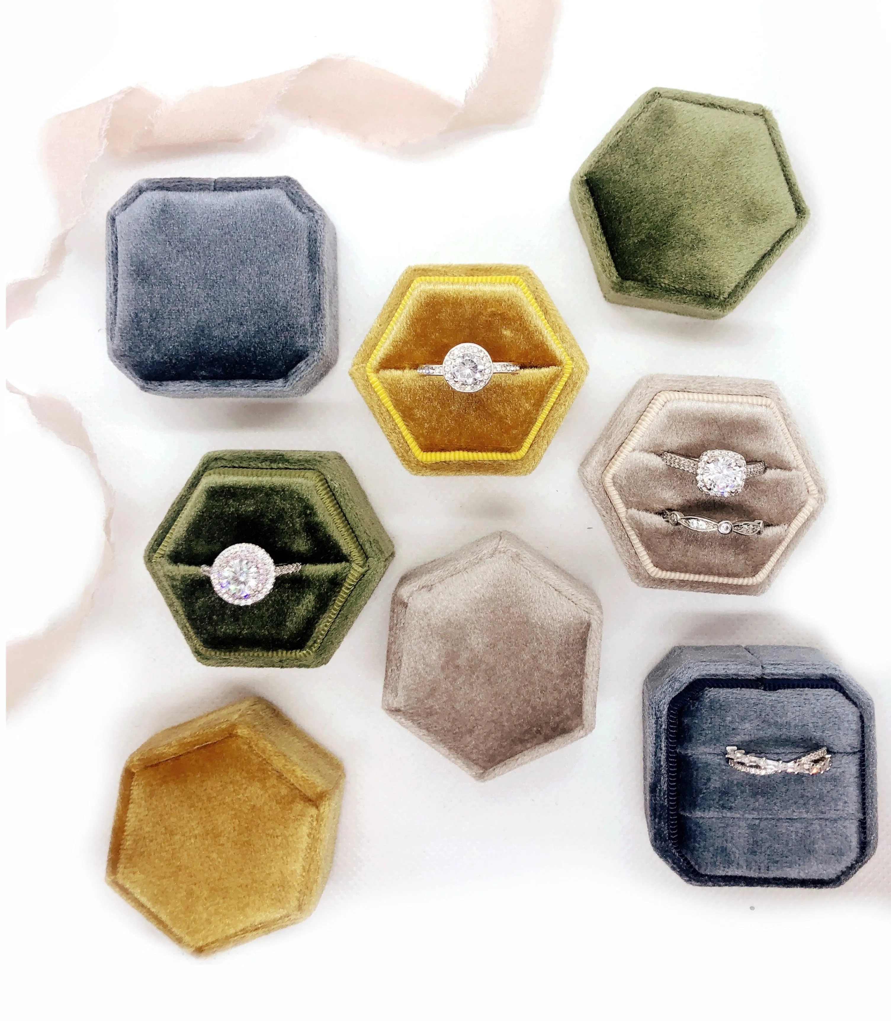 Grass Green Hexagon Ring Box