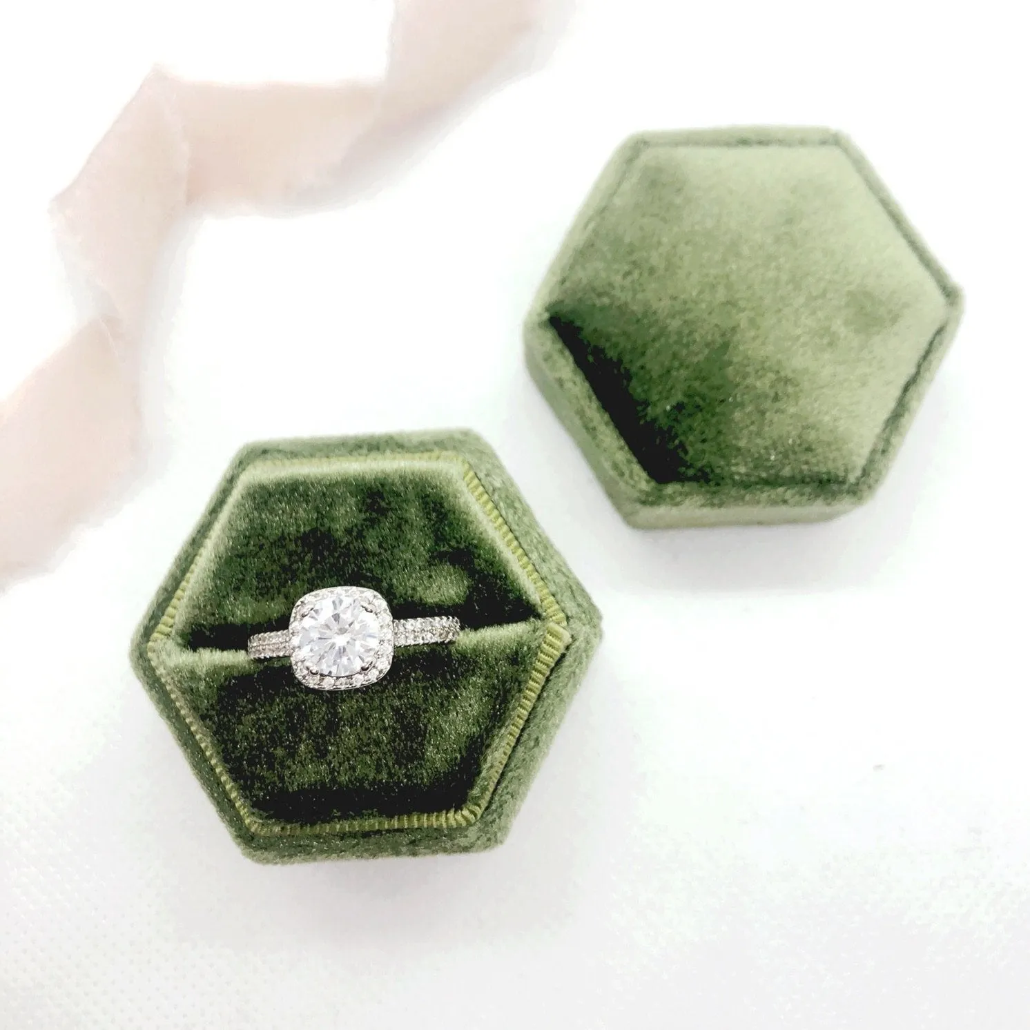 Grass Green Hexagon Ring Box