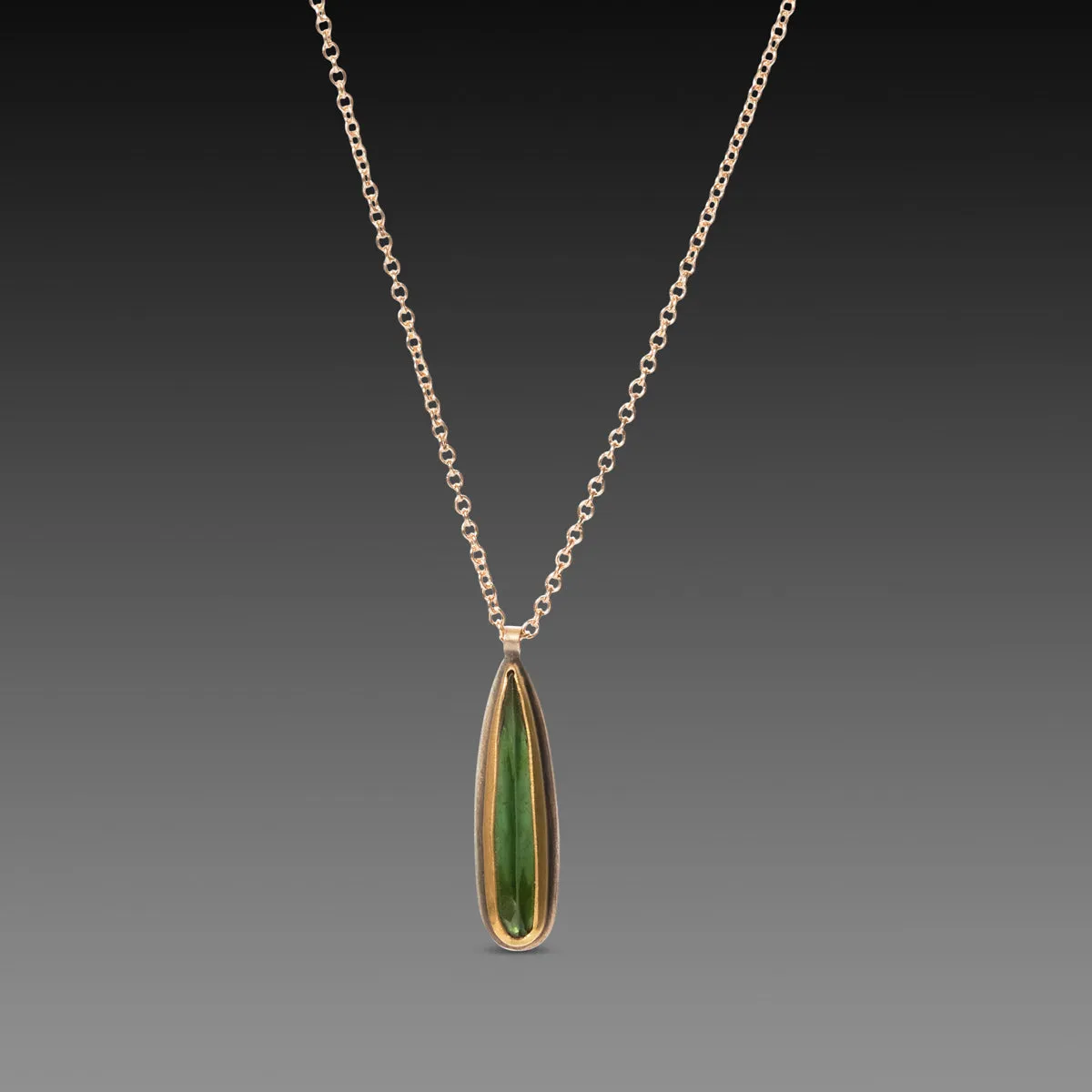 Green Tourmaline Teardrop Necklace