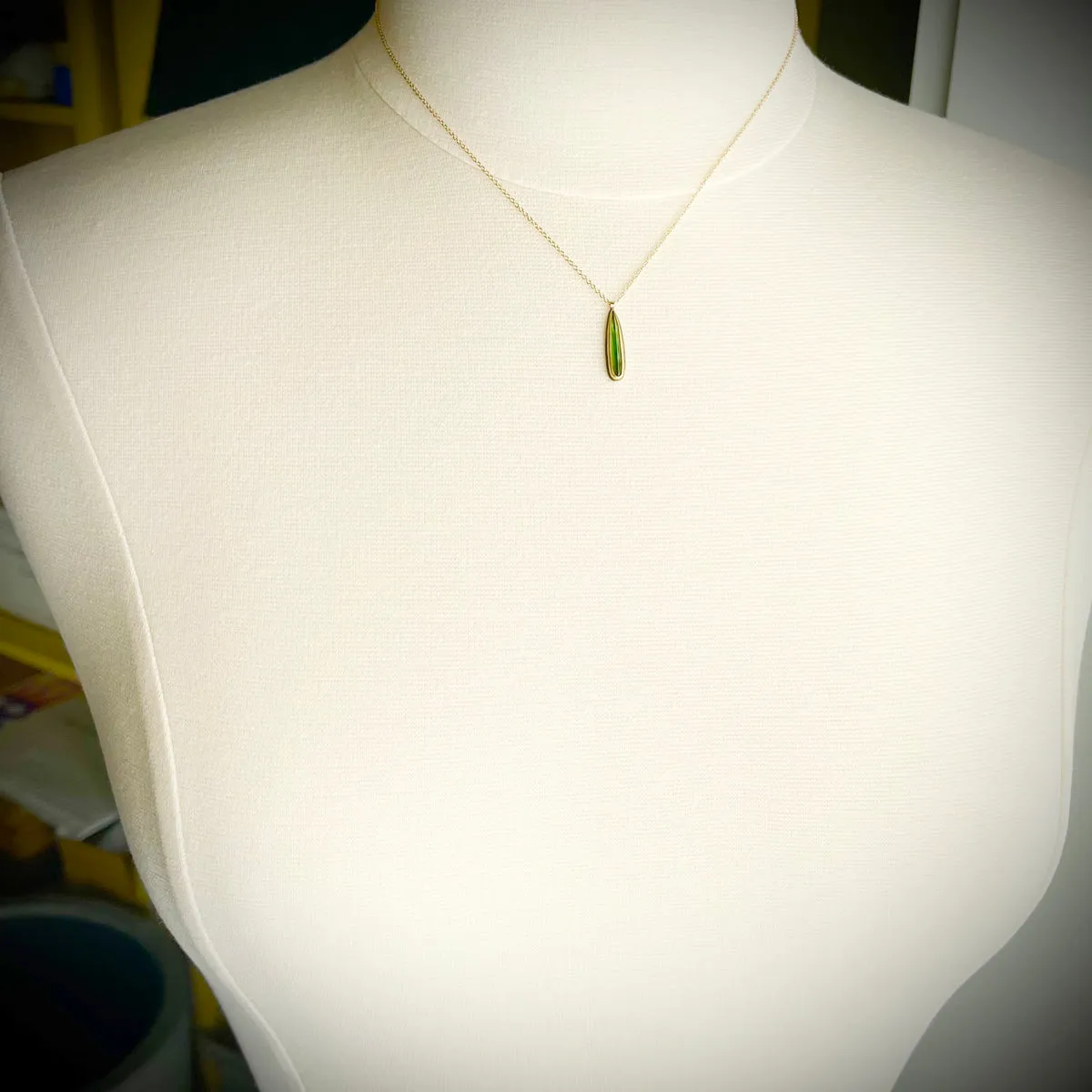 Green Tourmaline Teardrop Necklace