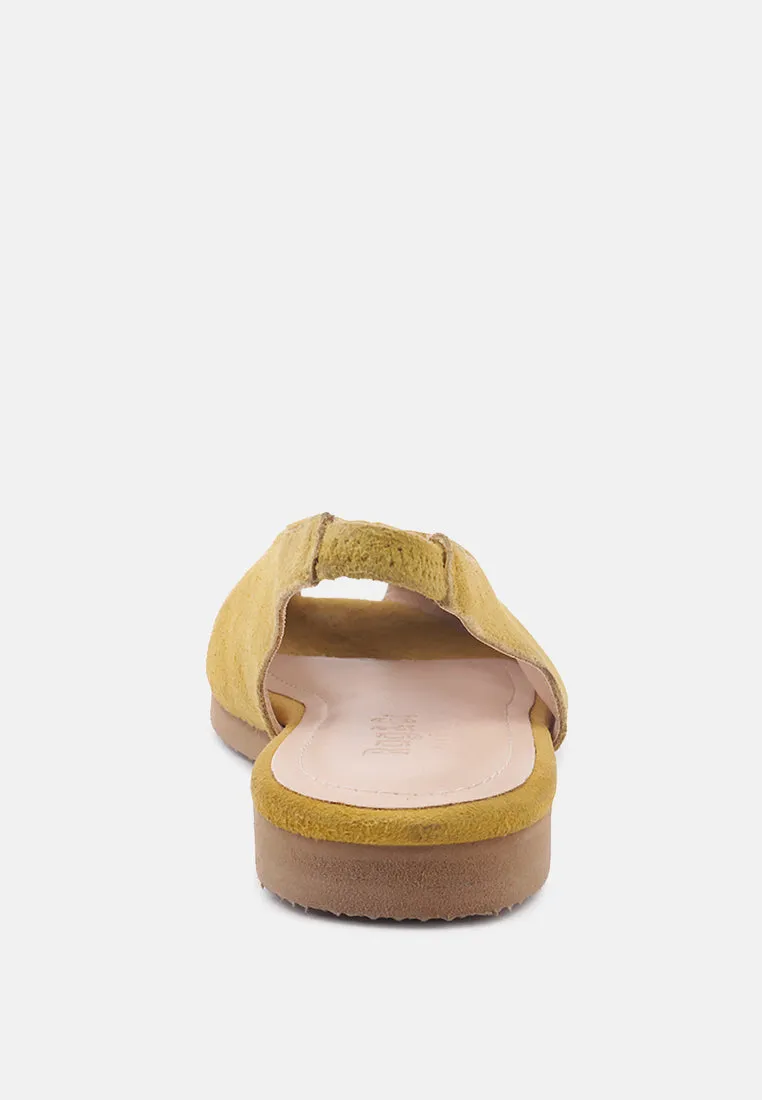 GRETCHEN Mustard Slingback Flat Sandals