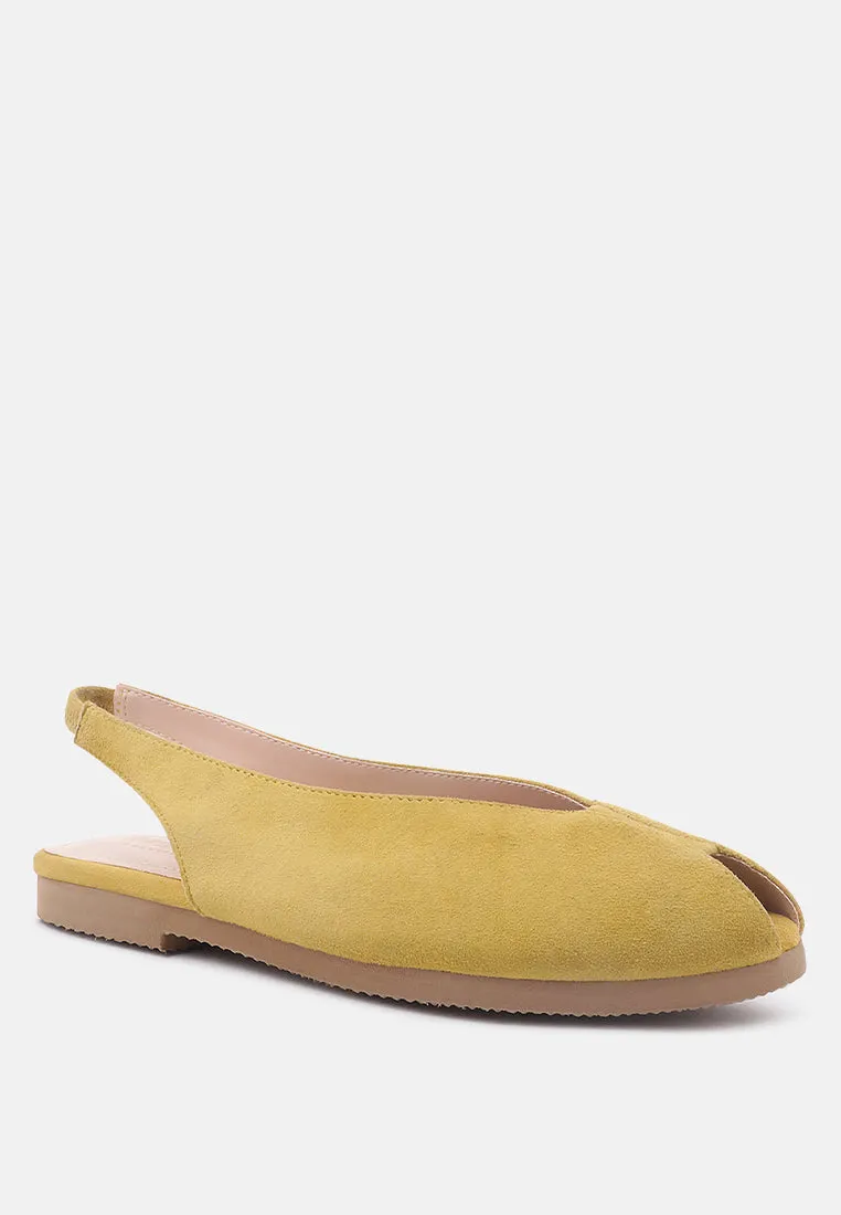 GRETCHEN Mustard Slingback Flat Sandals