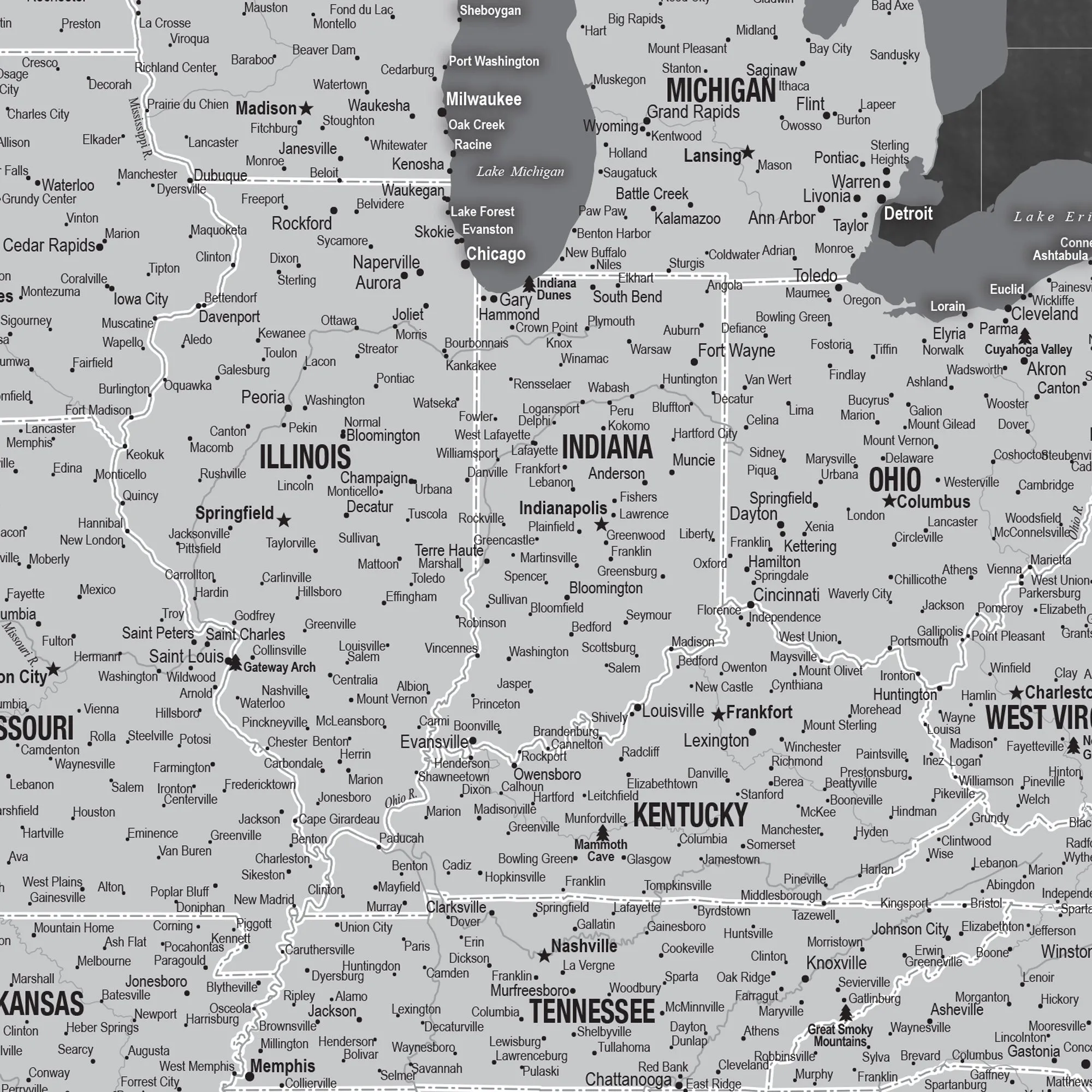 Grey Push Pin Map of the USA - Single Panel