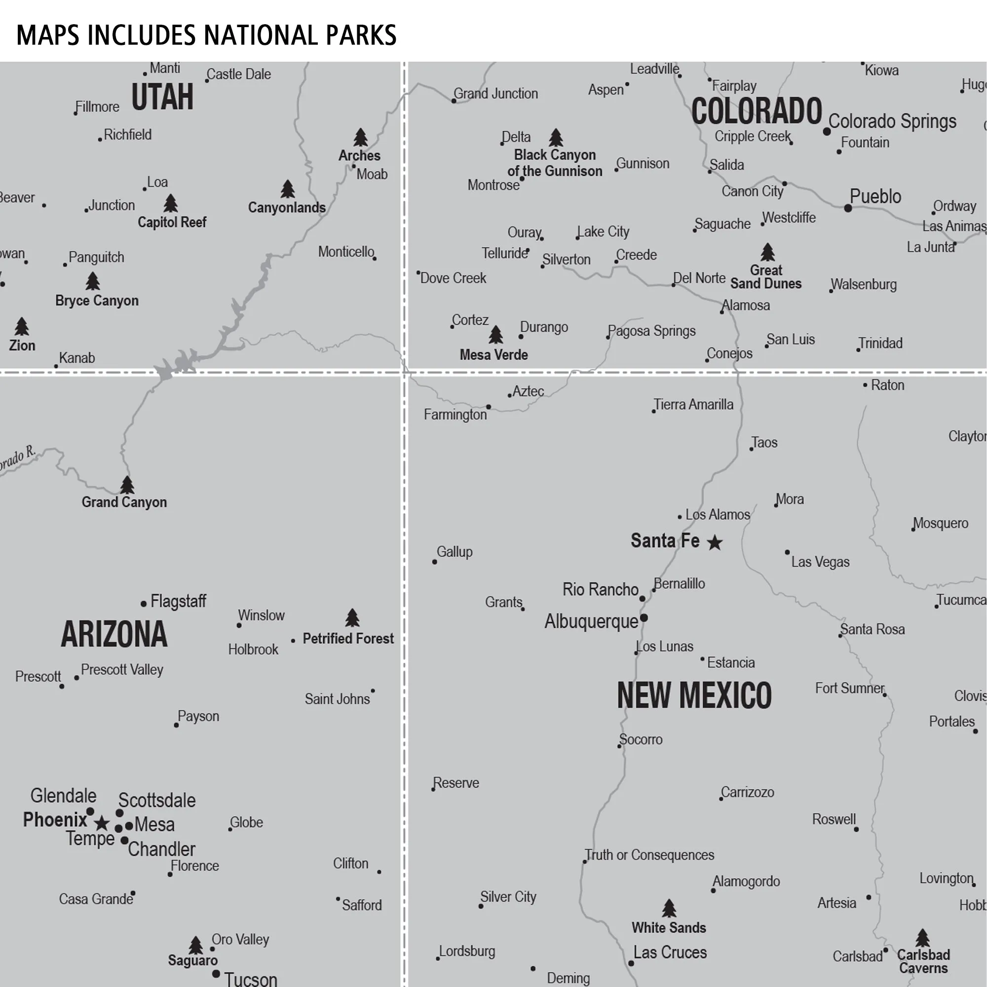 Grey Push Pin Map of the USA - Single Panel