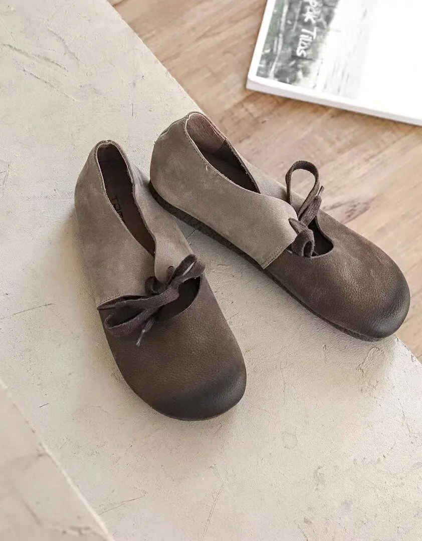 Handmade Comfortable Leather Suede Retro Ballet Flats