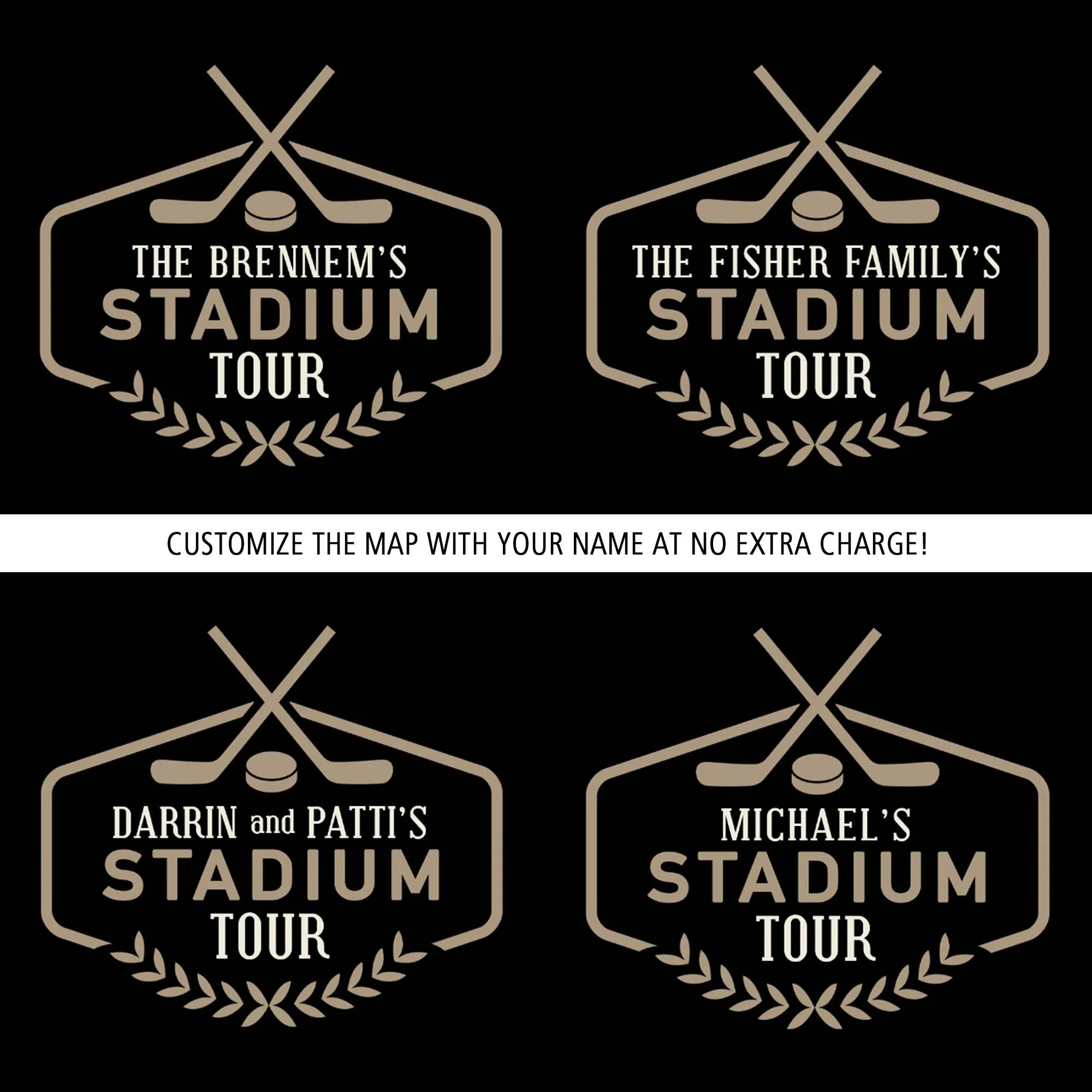 Hockey Stadium Tour Push Pin Map