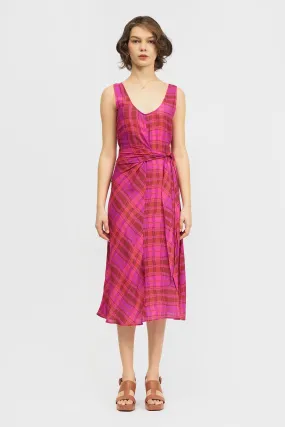 Jayu Dress Pink Warped Check Print