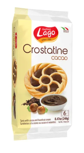 Lago Crostatine Cacao, Tarts with Cocoa And Hazelnut Cream, 8.46 oz | 6 x 1.41 oz (2-Packs)