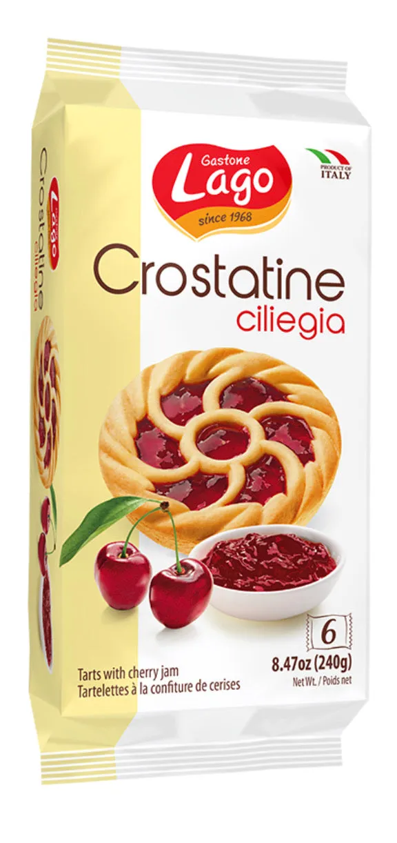 Lago Crostatine Tarts with Cherry Jam, 8.46 oz | 6 x 1.41 oz (2-Packs of 6)