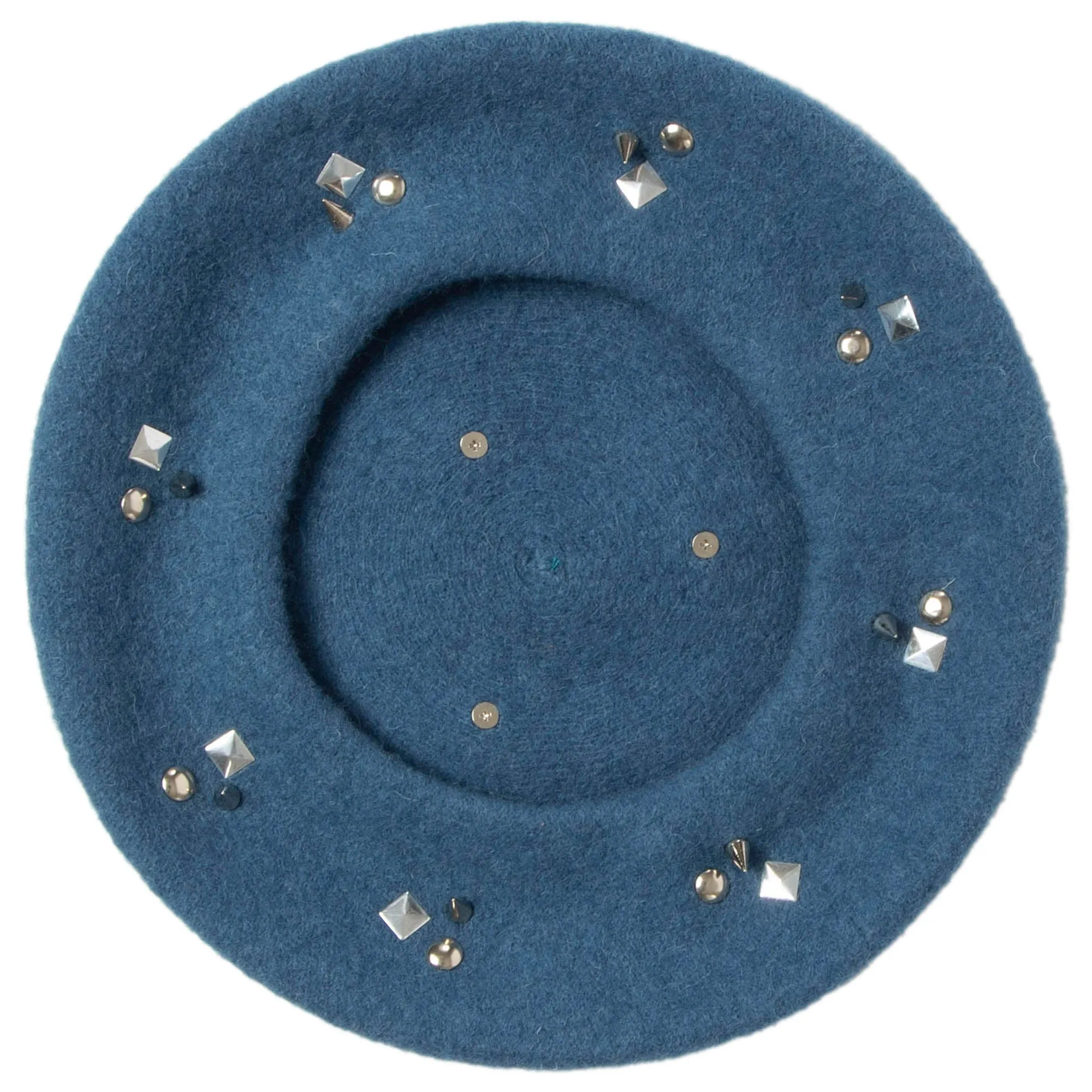 Last Night - Wool Blend Beret  with Metallic Stud Clusters