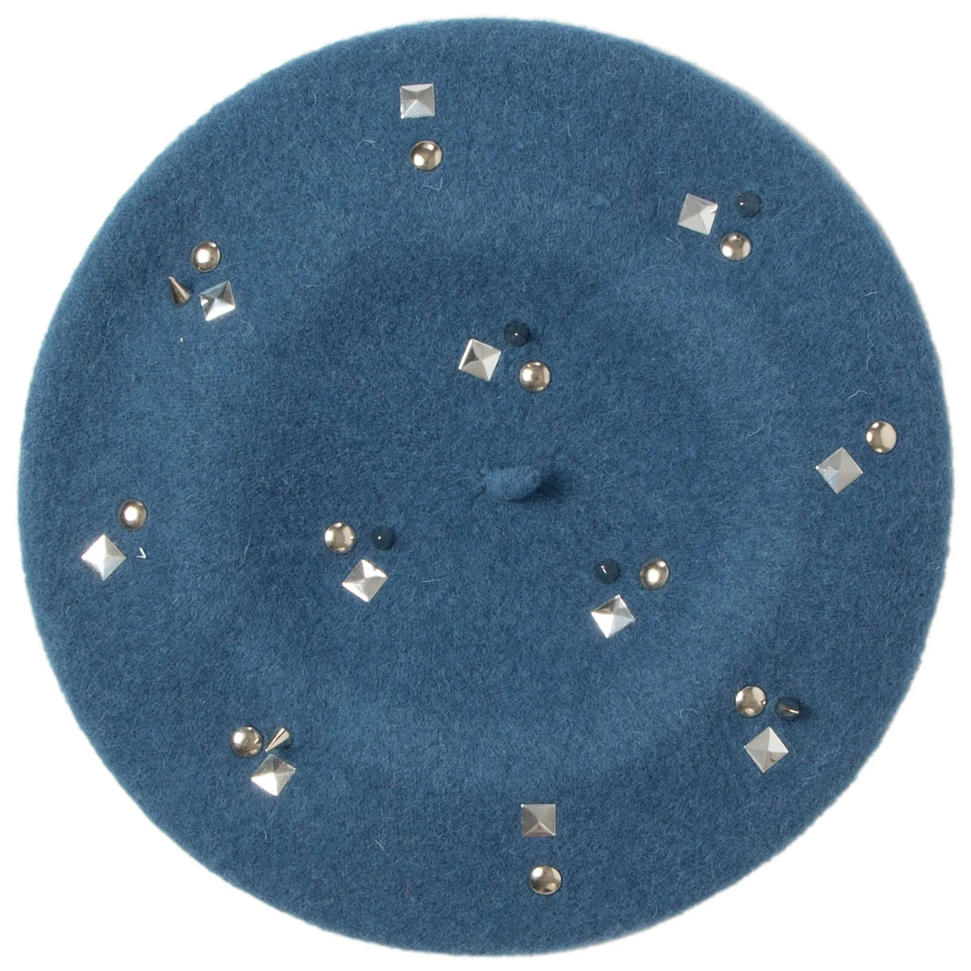 Last Night - Wool Blend Beret  with Metallic Stud Clusters