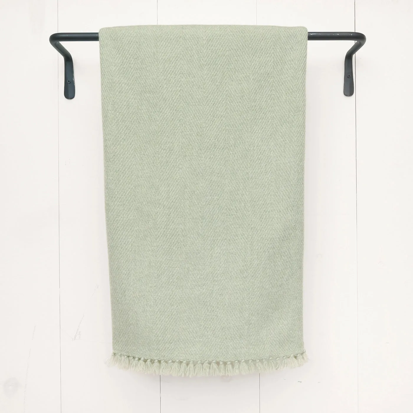 Lichen Green Handwoven Cashmere Throw