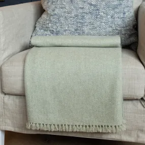 Lichen Green Handwoven Cashmere Throw