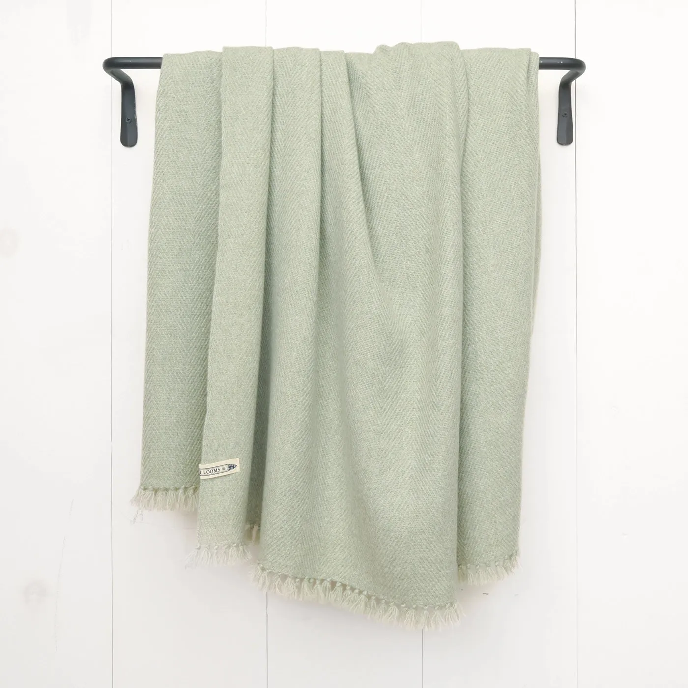 Lichen Green Handwoven Cashmere Throw