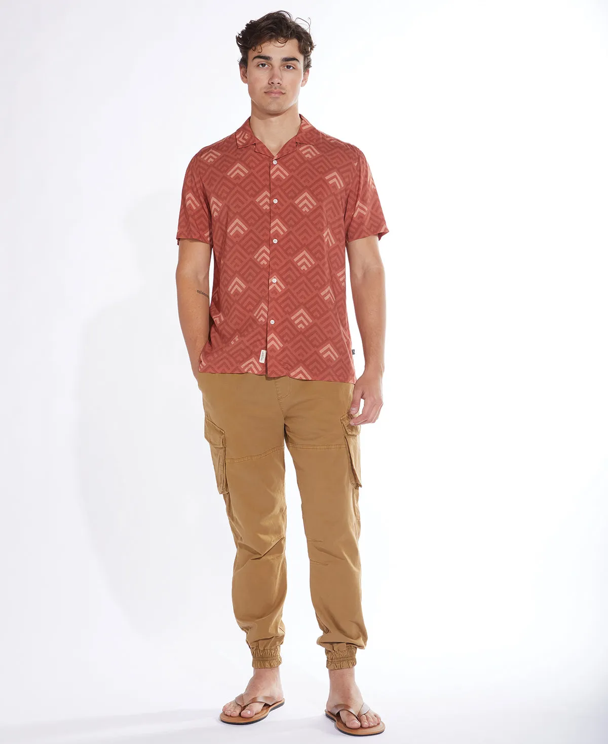 Lodi Printed Resort Shirt (Rust)