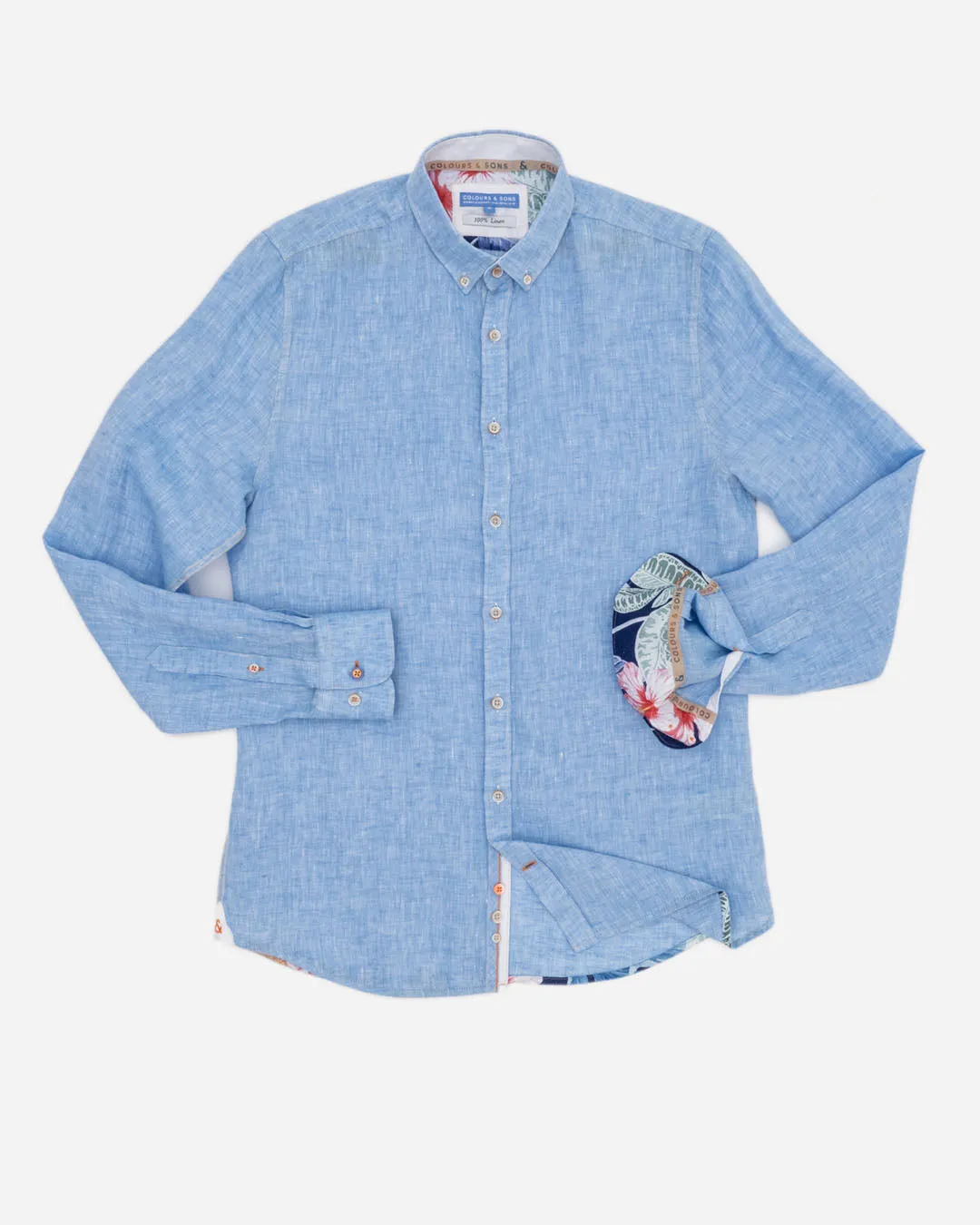 Long Sleeve Linen Shirt - Sky Blue