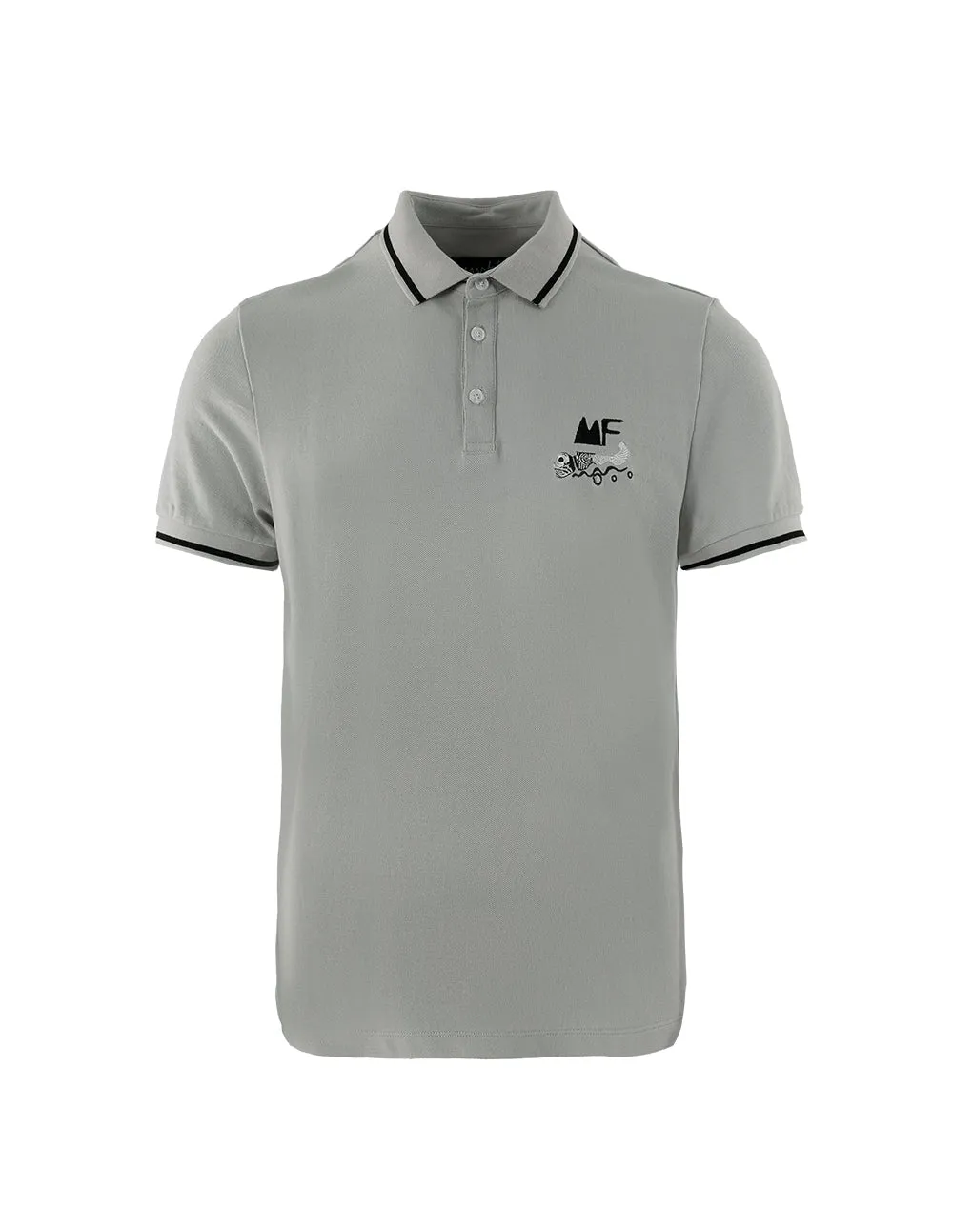 MARK FAST MEN BASIC FIT POLO WITH MF SKATEBOARDING BUBBLE FISH EMBROIDERY