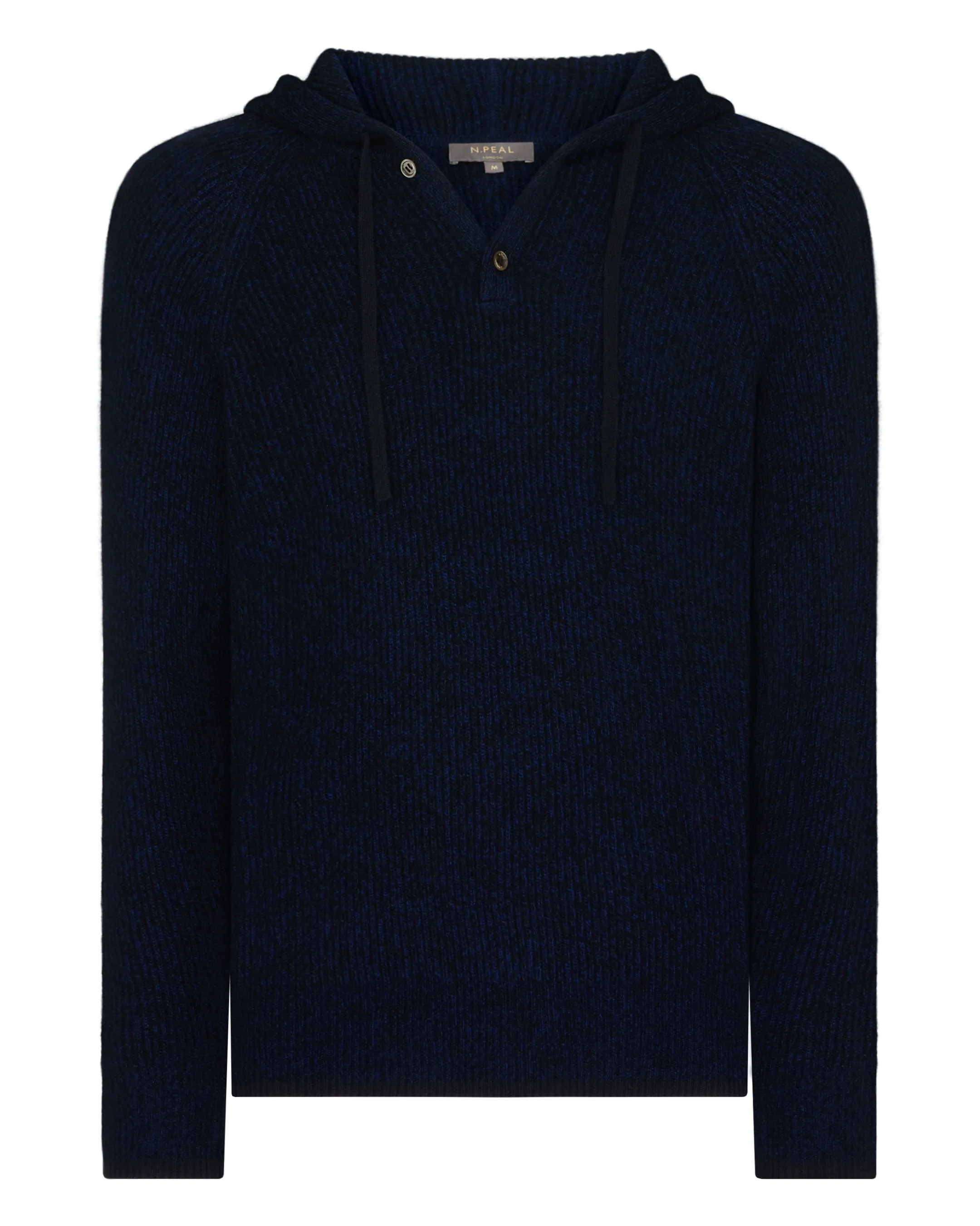 Men's Balham Rib Hooded Cashmere Jumper Navy Blue Melange