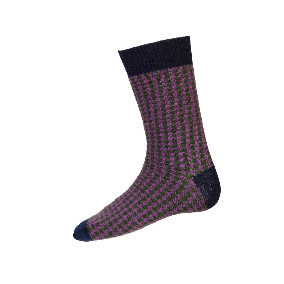 Men's Houndstooth Casual Socks - Navy