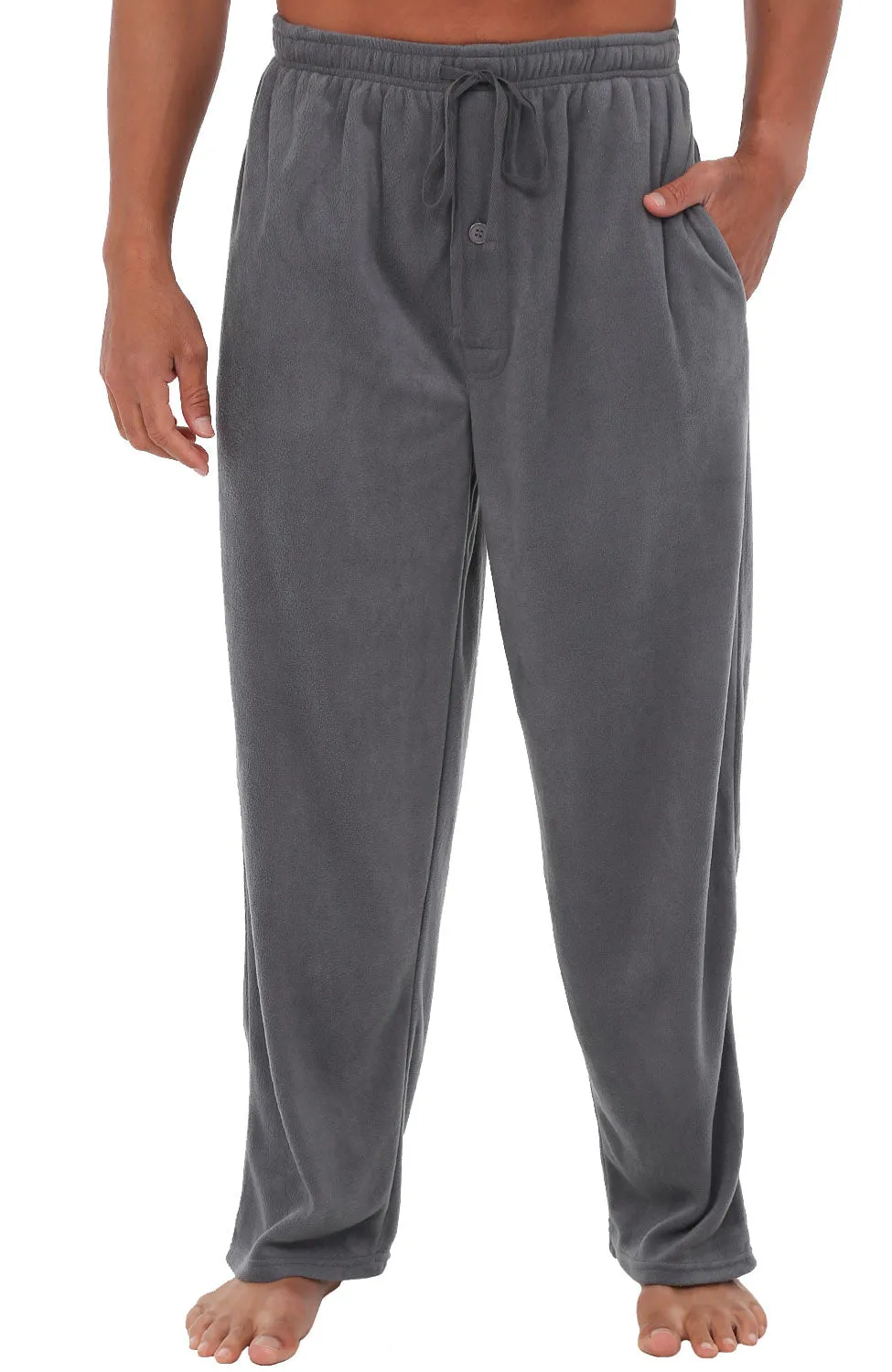 Men's Plush Fleece Pajama Pants with Pockets, Lounge Bottoms