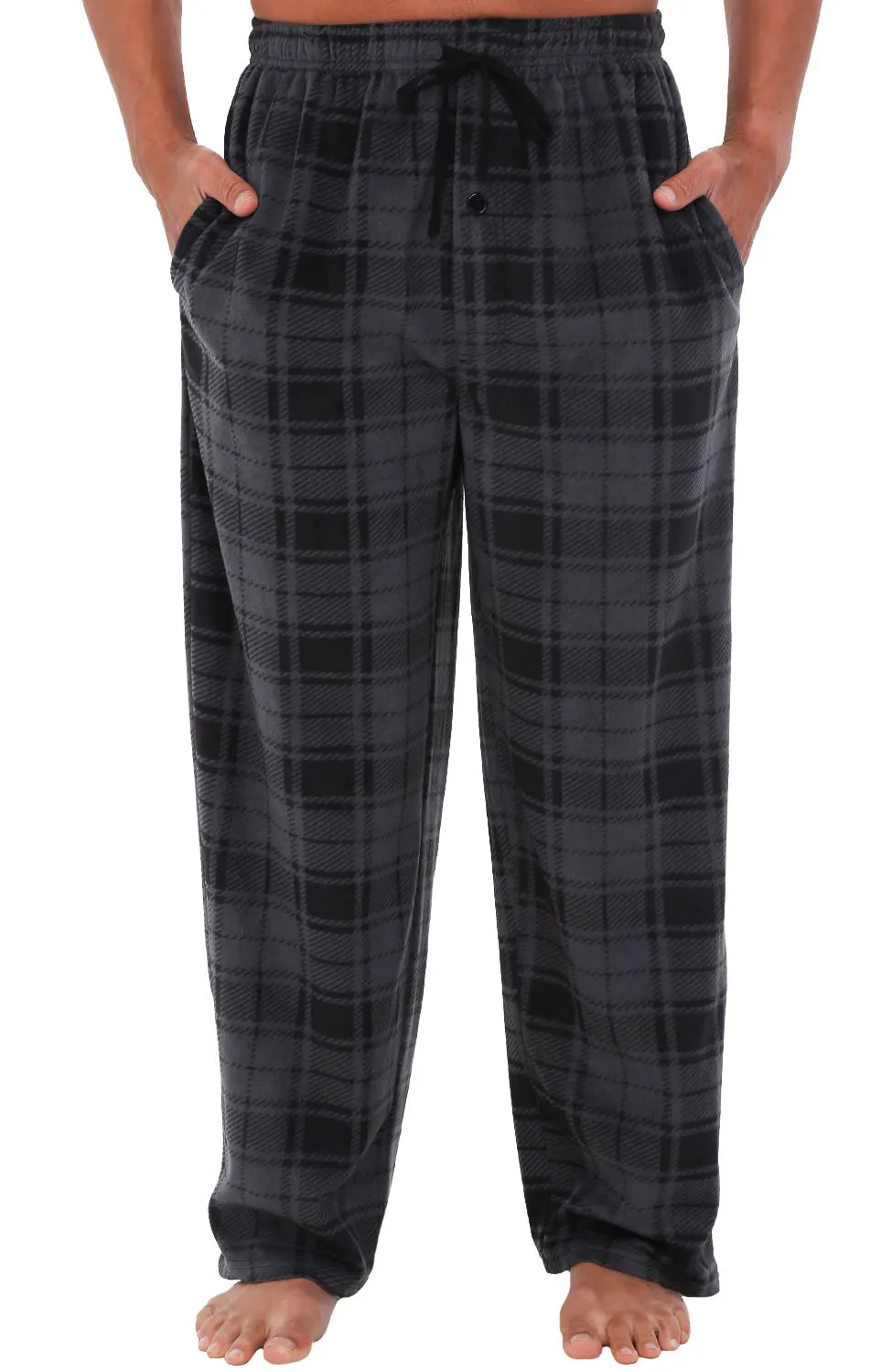 Men's Plush Fleece Pajama Pants with Pockets, Lounge Bottoms