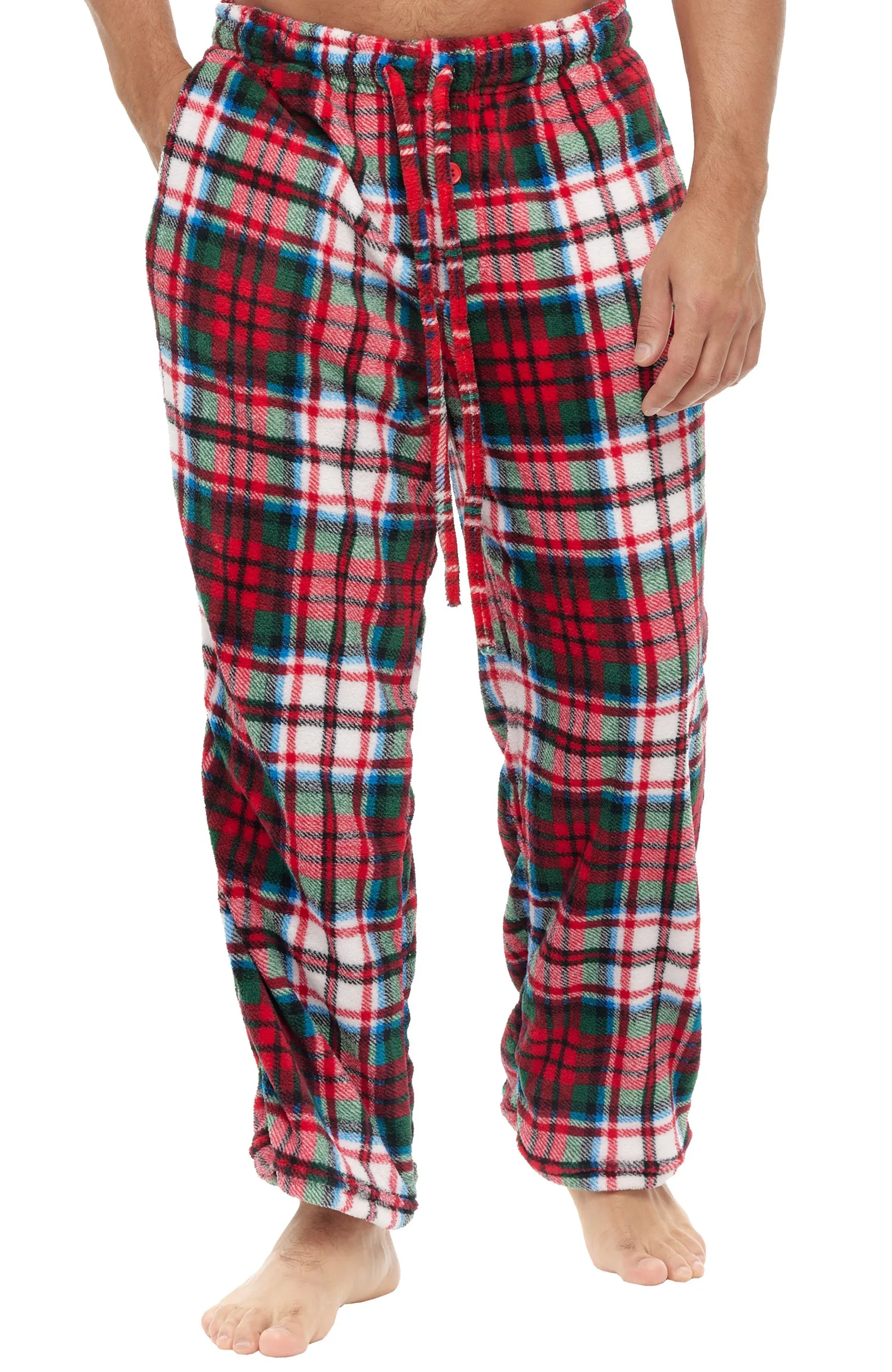 Men's Plush Fleece Pajama Pants with Pockets, Lounge Bottoms