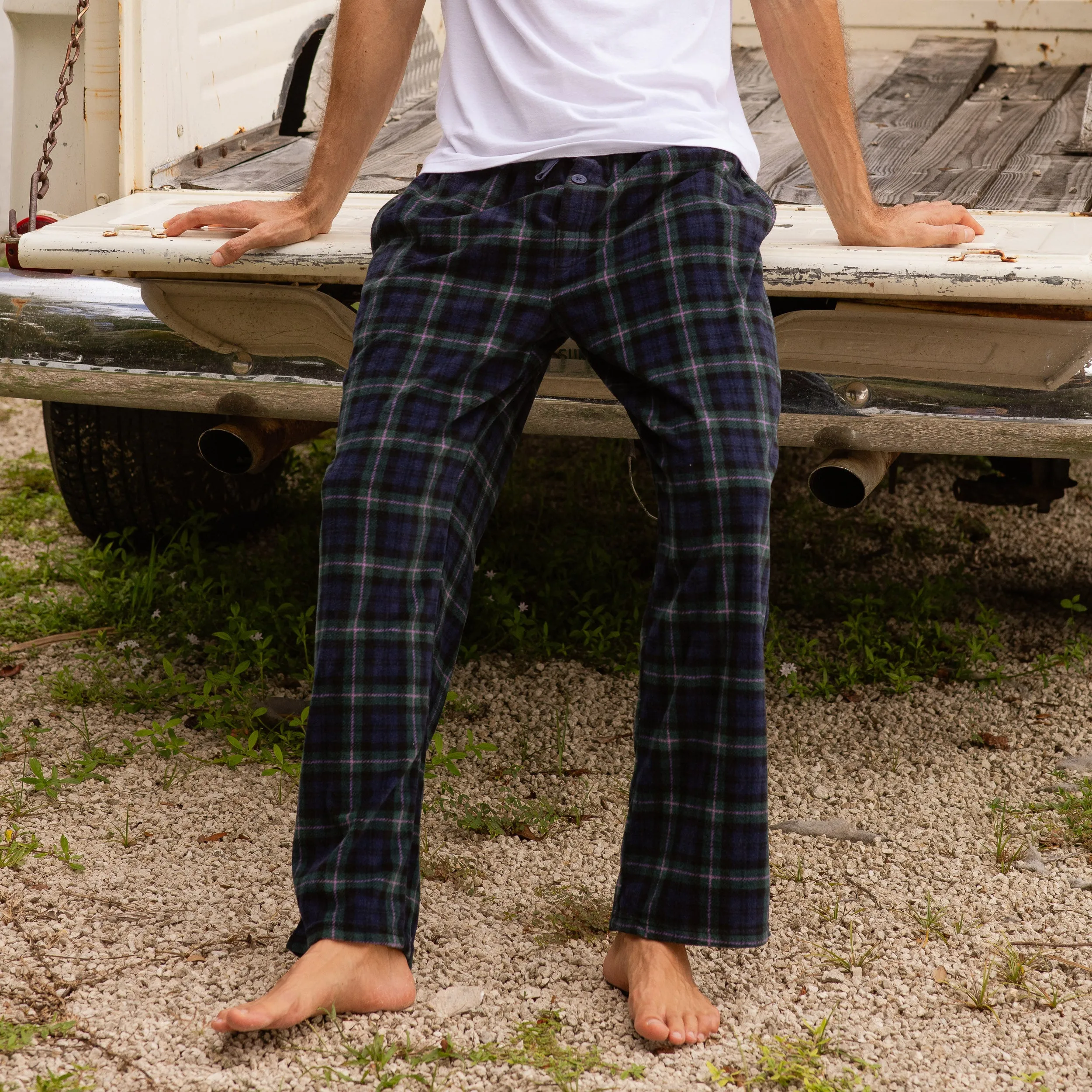 Men's Plush Fleece Pajama Pants with Pockets, Lounge Bottoms