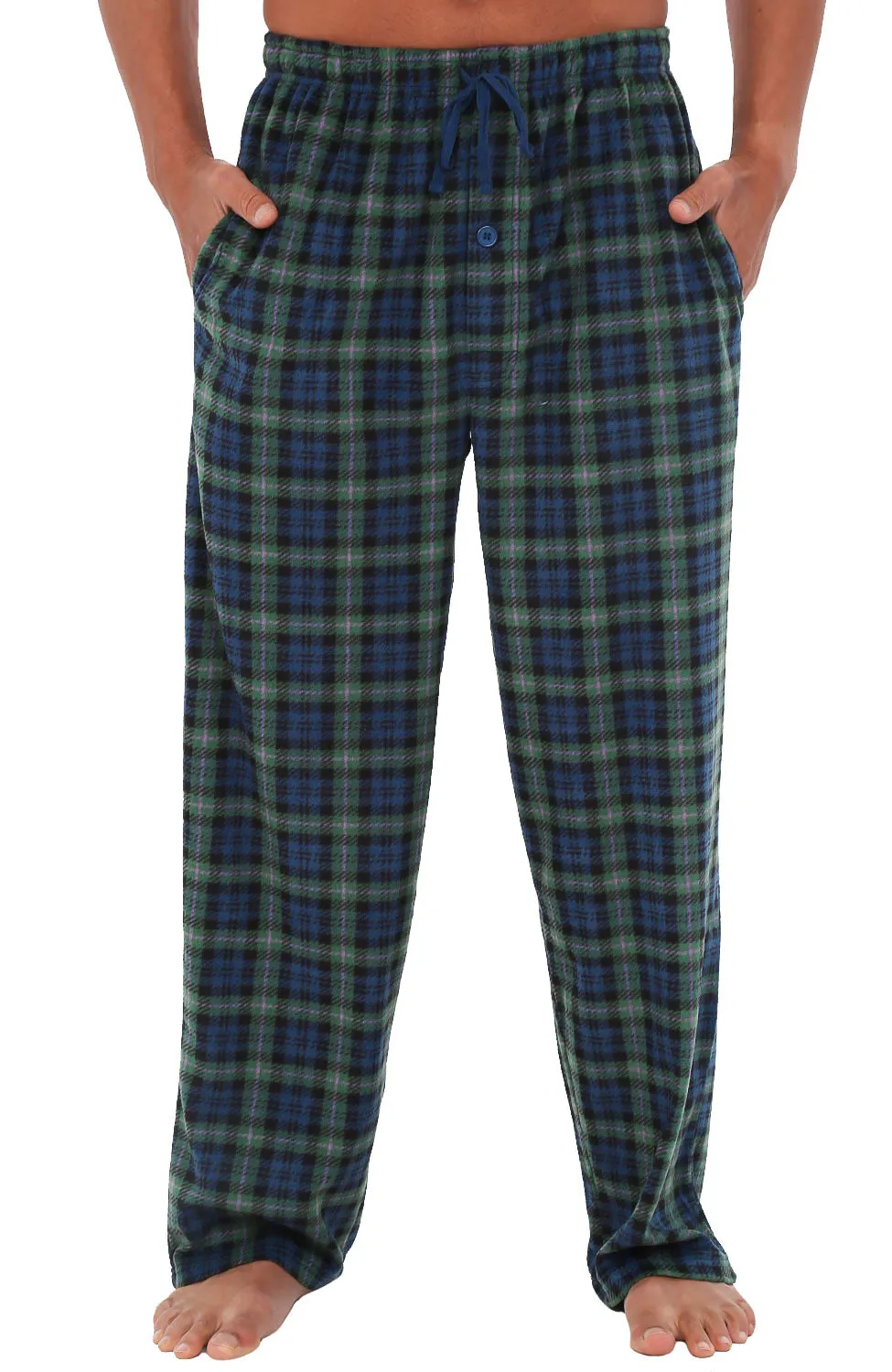 Men's Plush Fleece Pajama Pants with Pockets, Lounge Bottoms