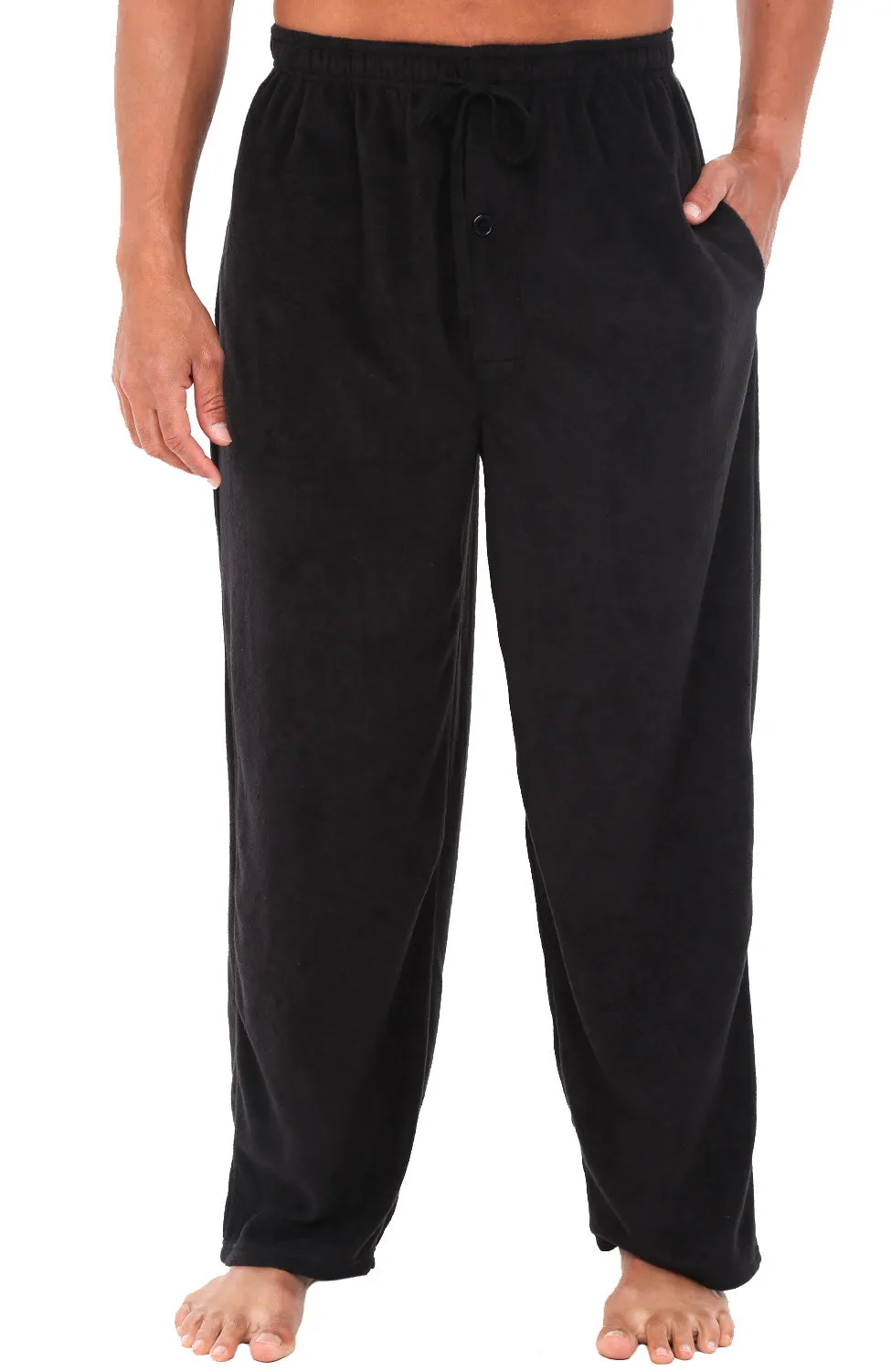 Men's Plush Fleece Pajama Pants with Pockets, Lounge Bottoms