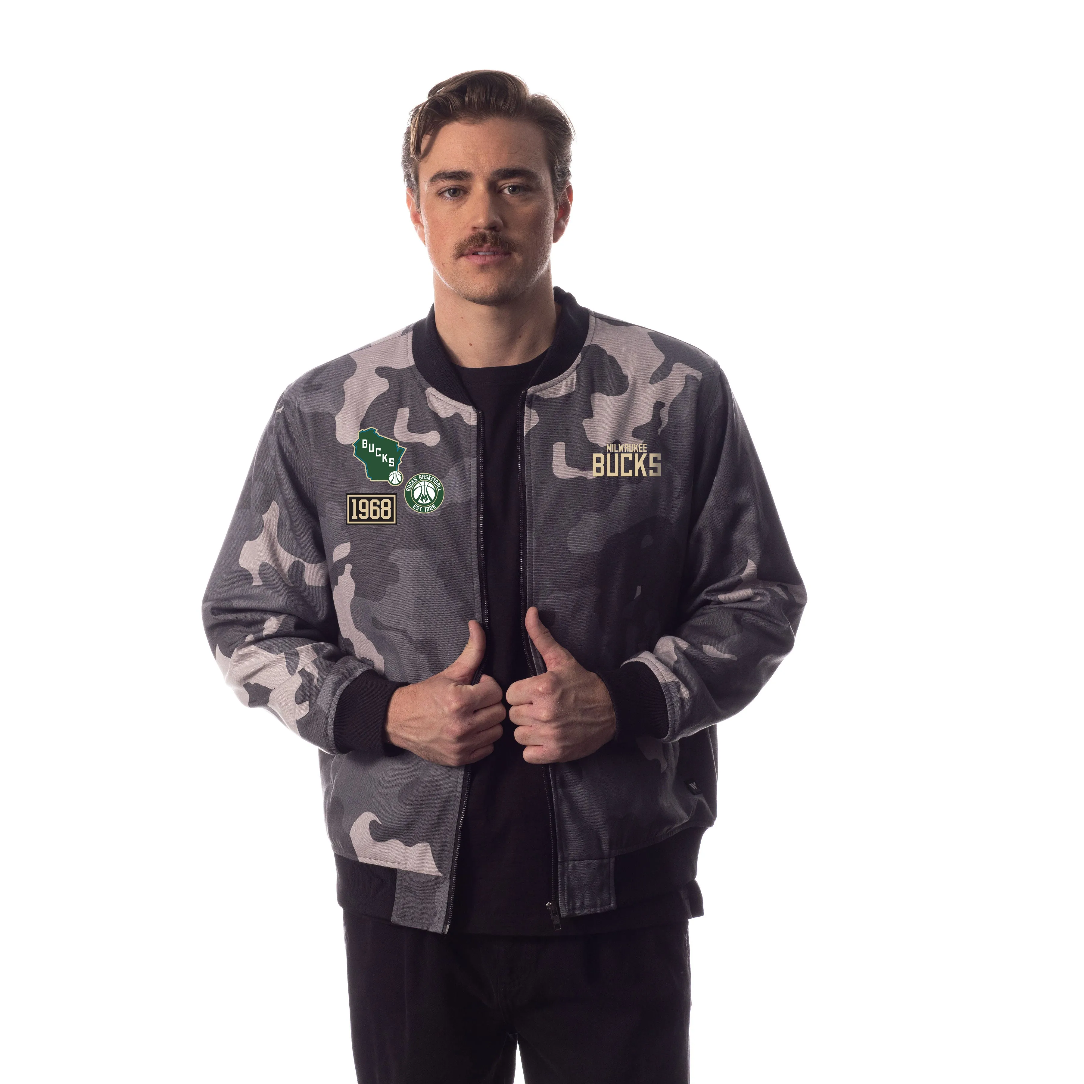 Milwaukee Bucks Unisex Camo Bomber - Grey Camo