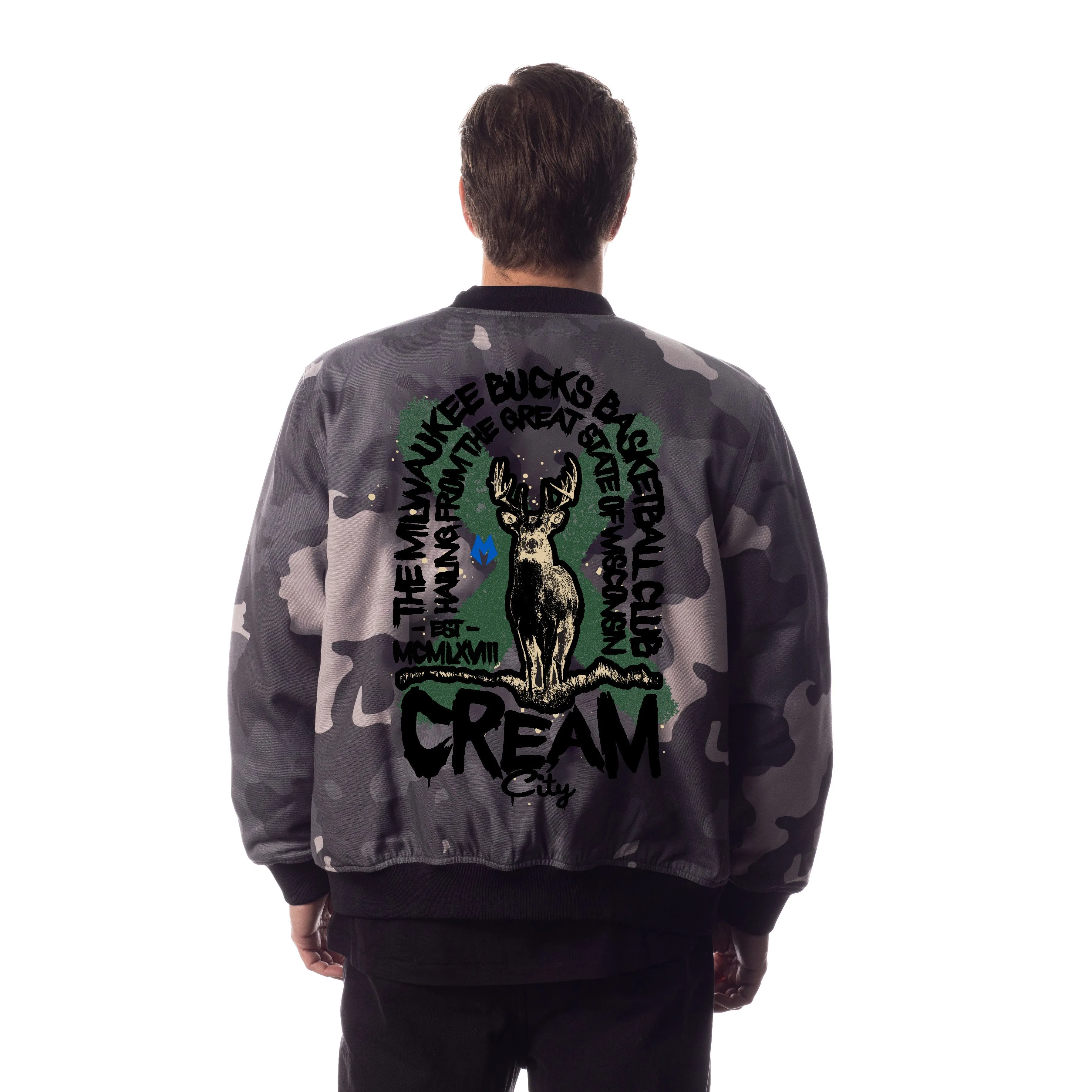 Milwaukee Bucks Unisex Camo Bomber - Grey Camo