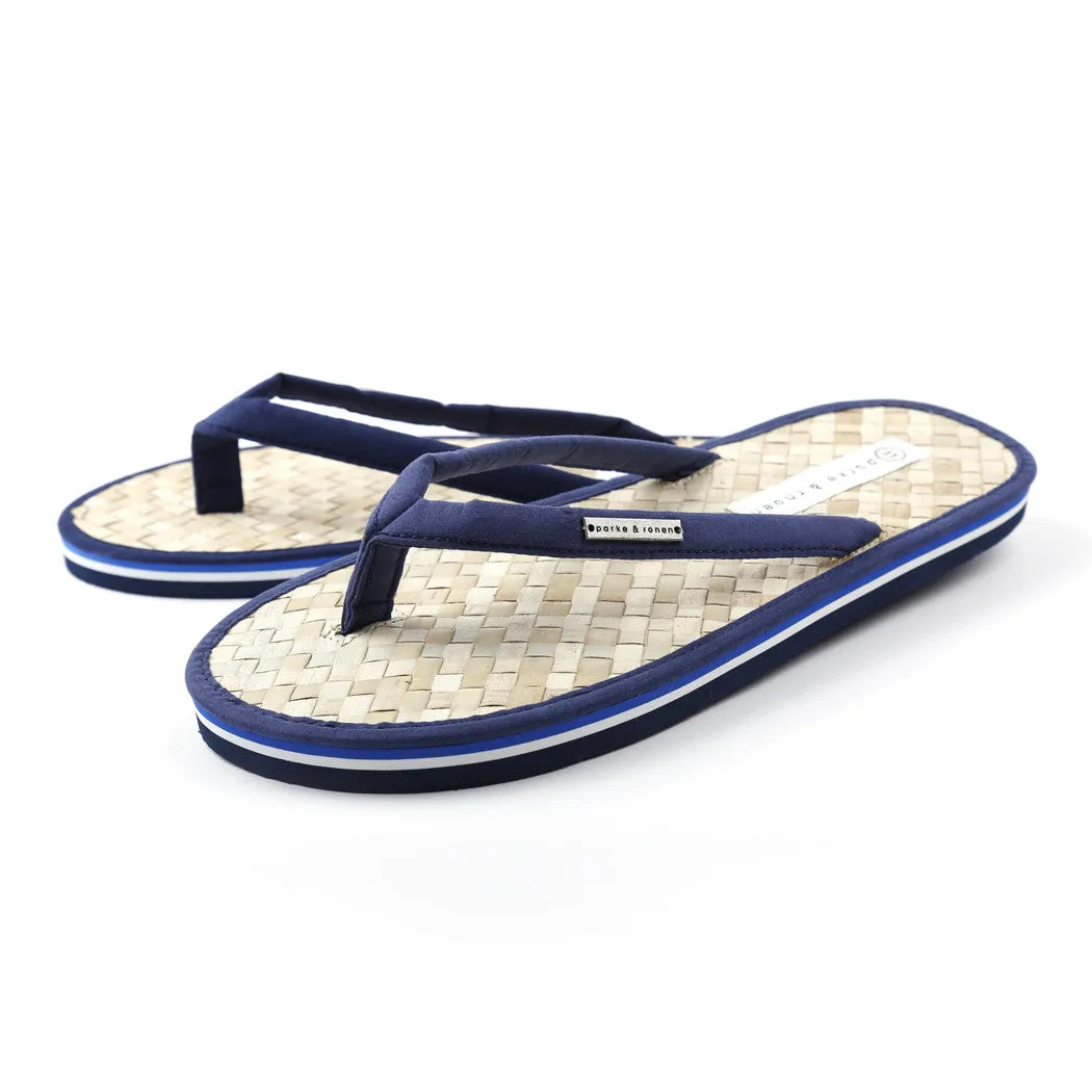 NAVY Coconut Beach Flip Flops w/ Contrast Striped Sole