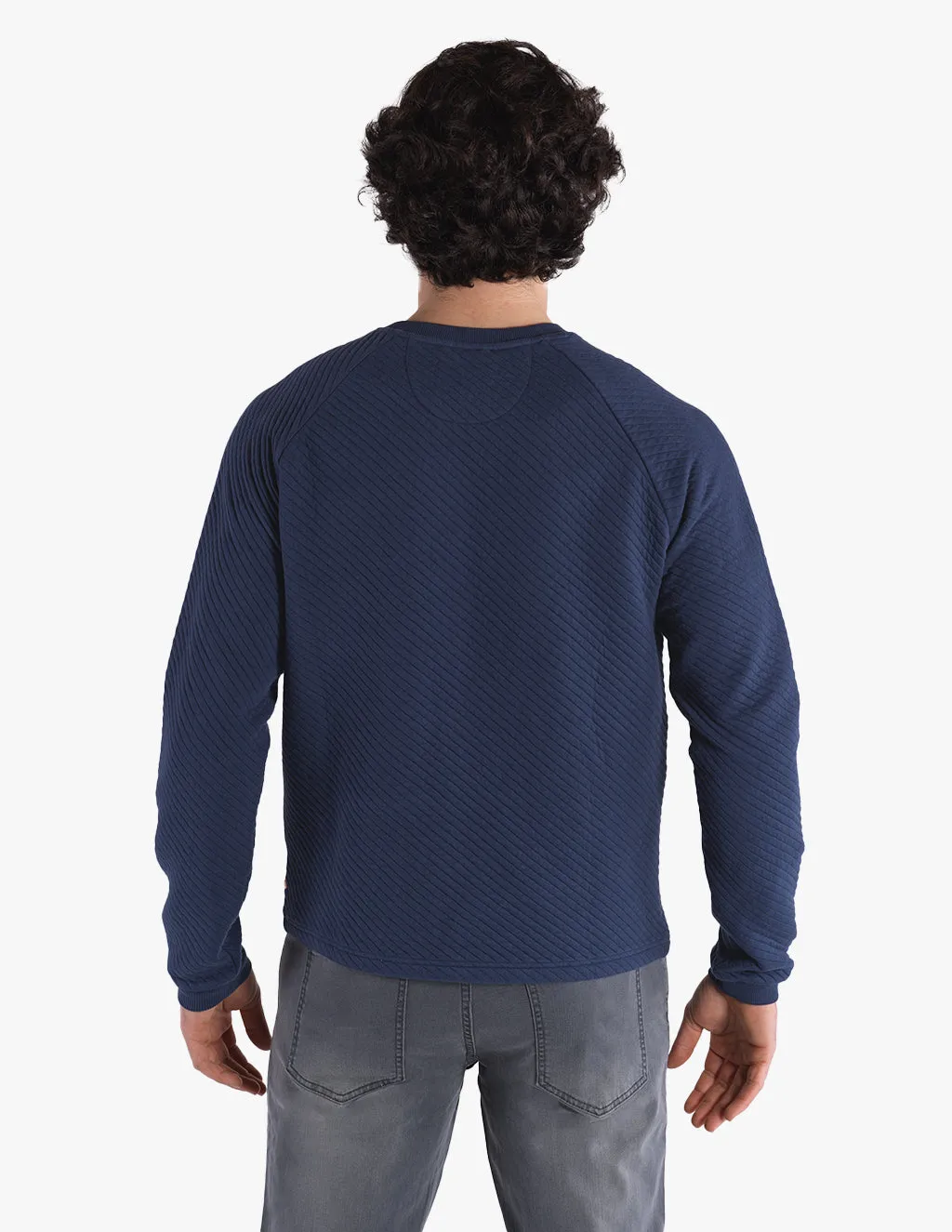 NAVY DIAMOND KNIT CREW