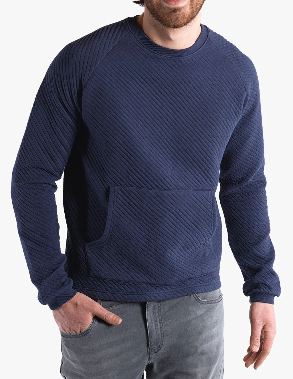 NAVY DIAMOND KNIT CREW