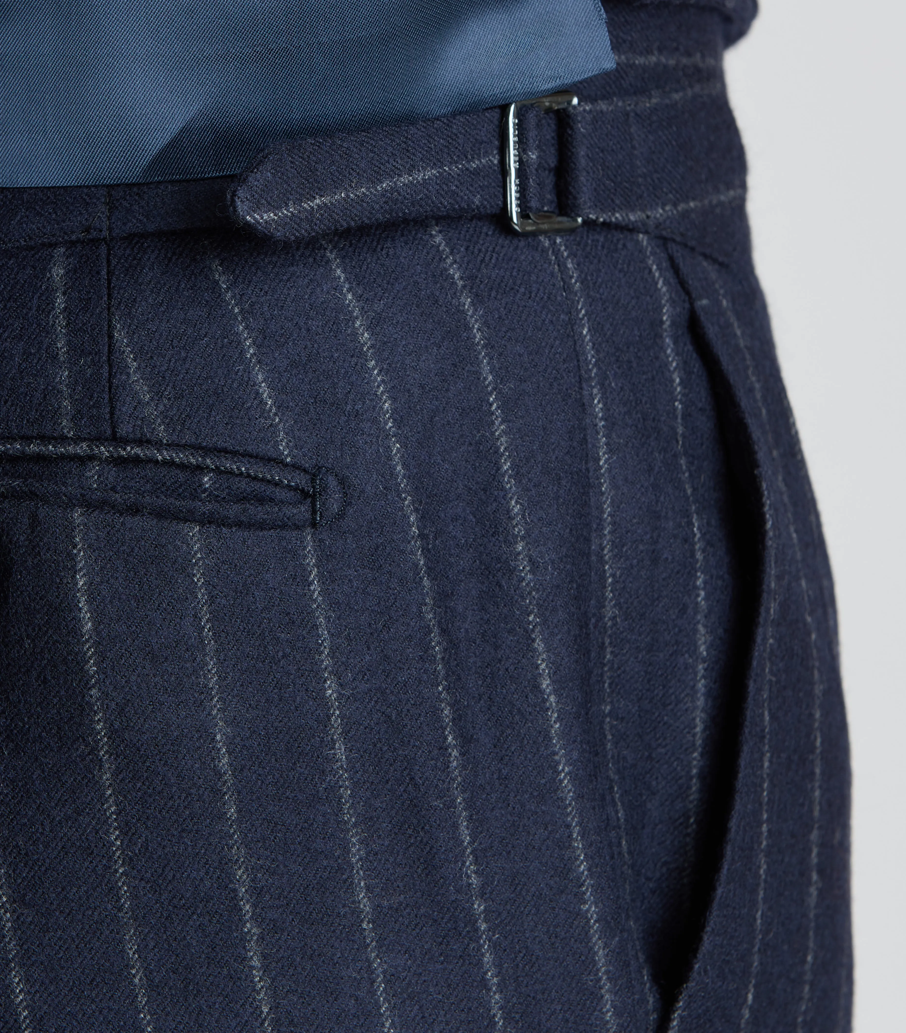 Navy Flannel Chalk Stripe Three-Piece Single Breasted Suit