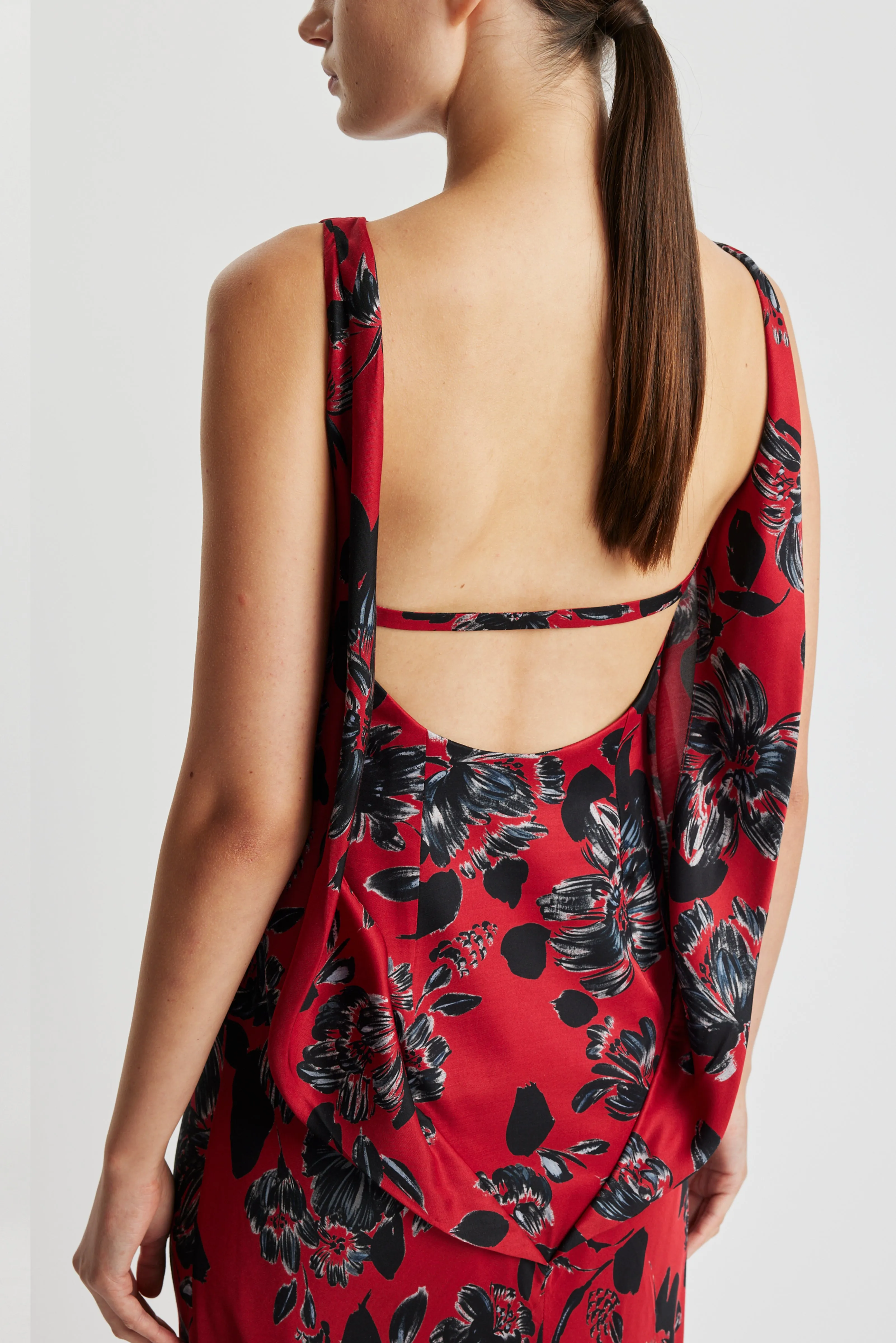 Nefeli Dress In Black Floral Printed Twill