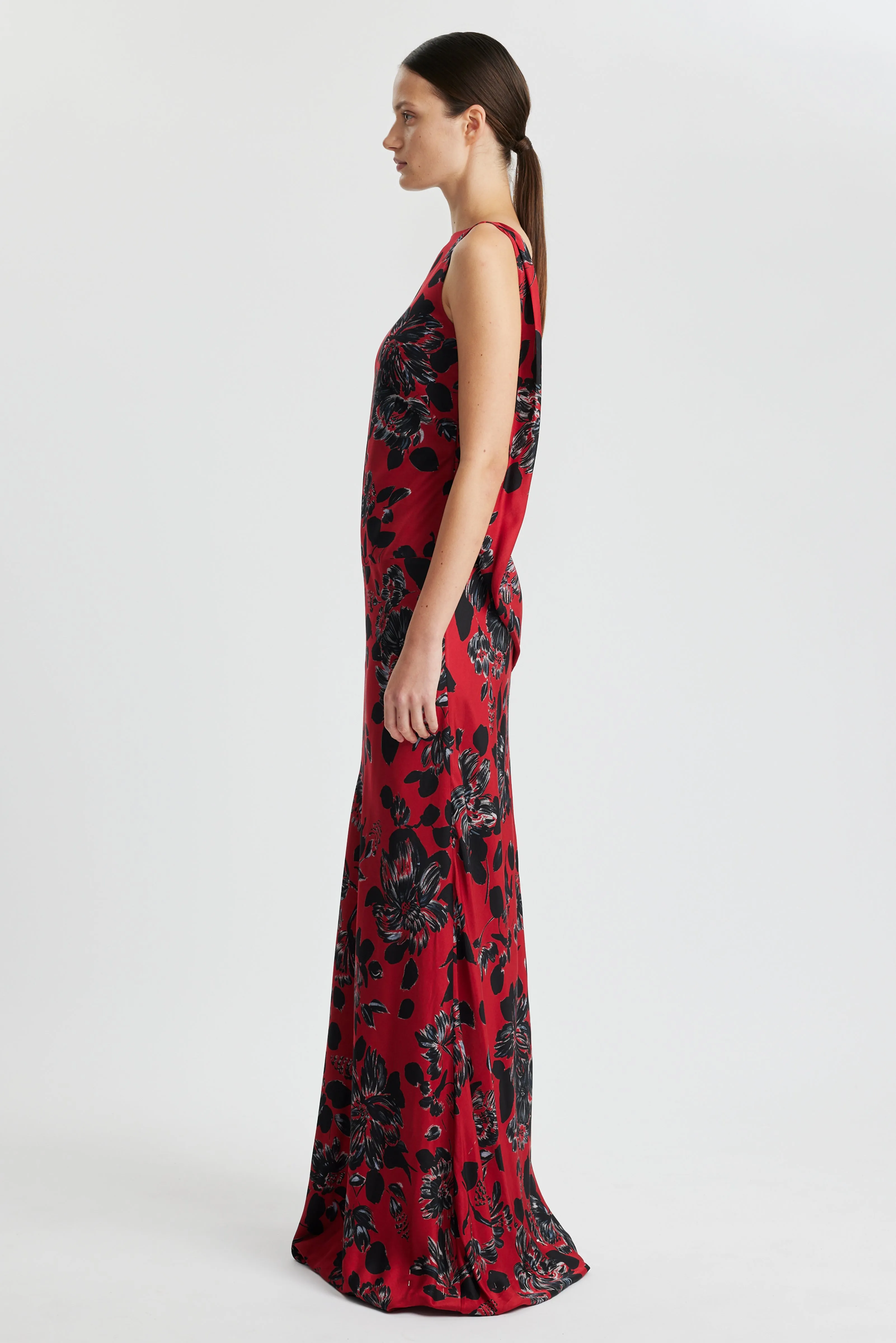 Nefeli Dress In Black Floral Printed Twill