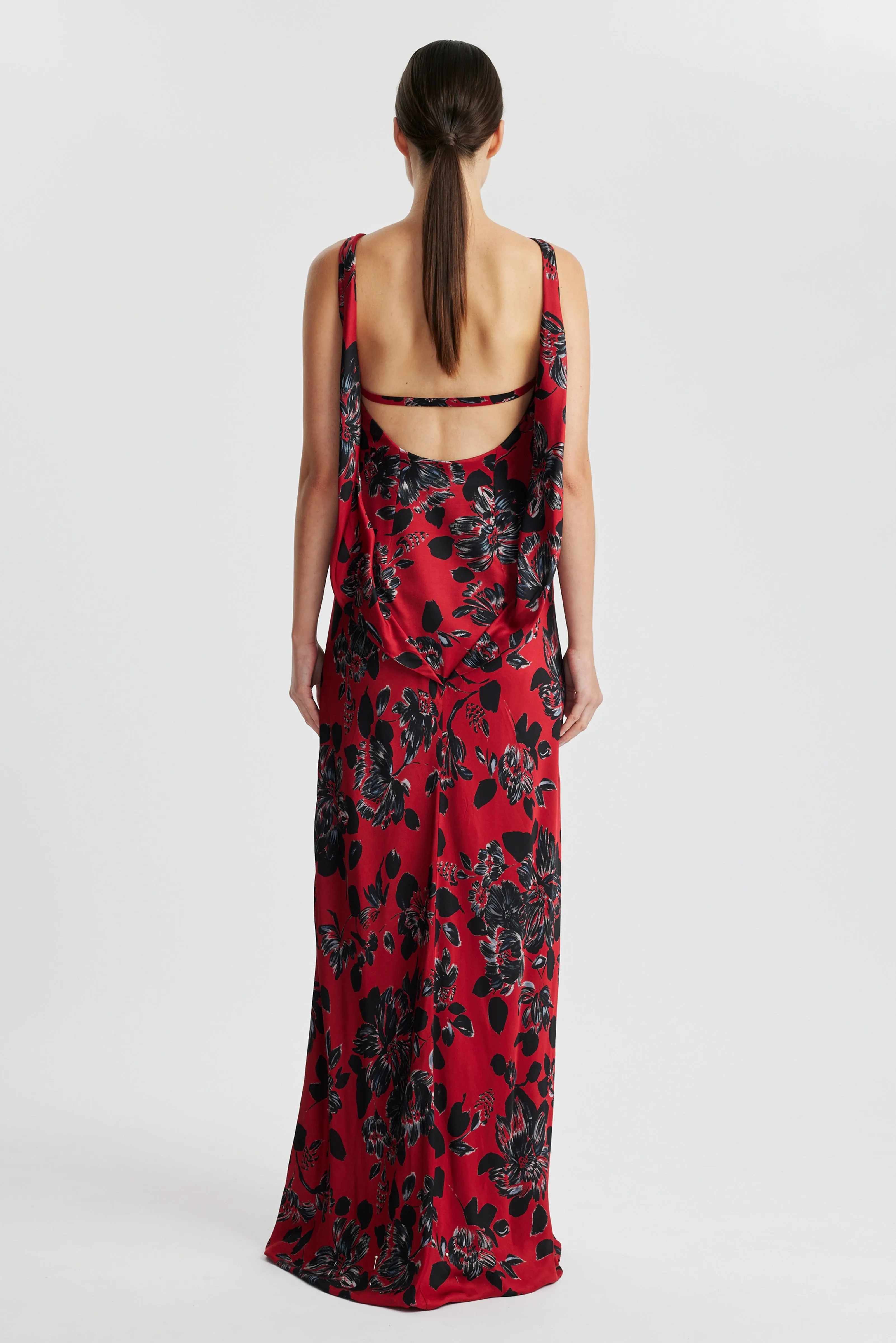 Nefeli Dress In Black Floral Printed Twill