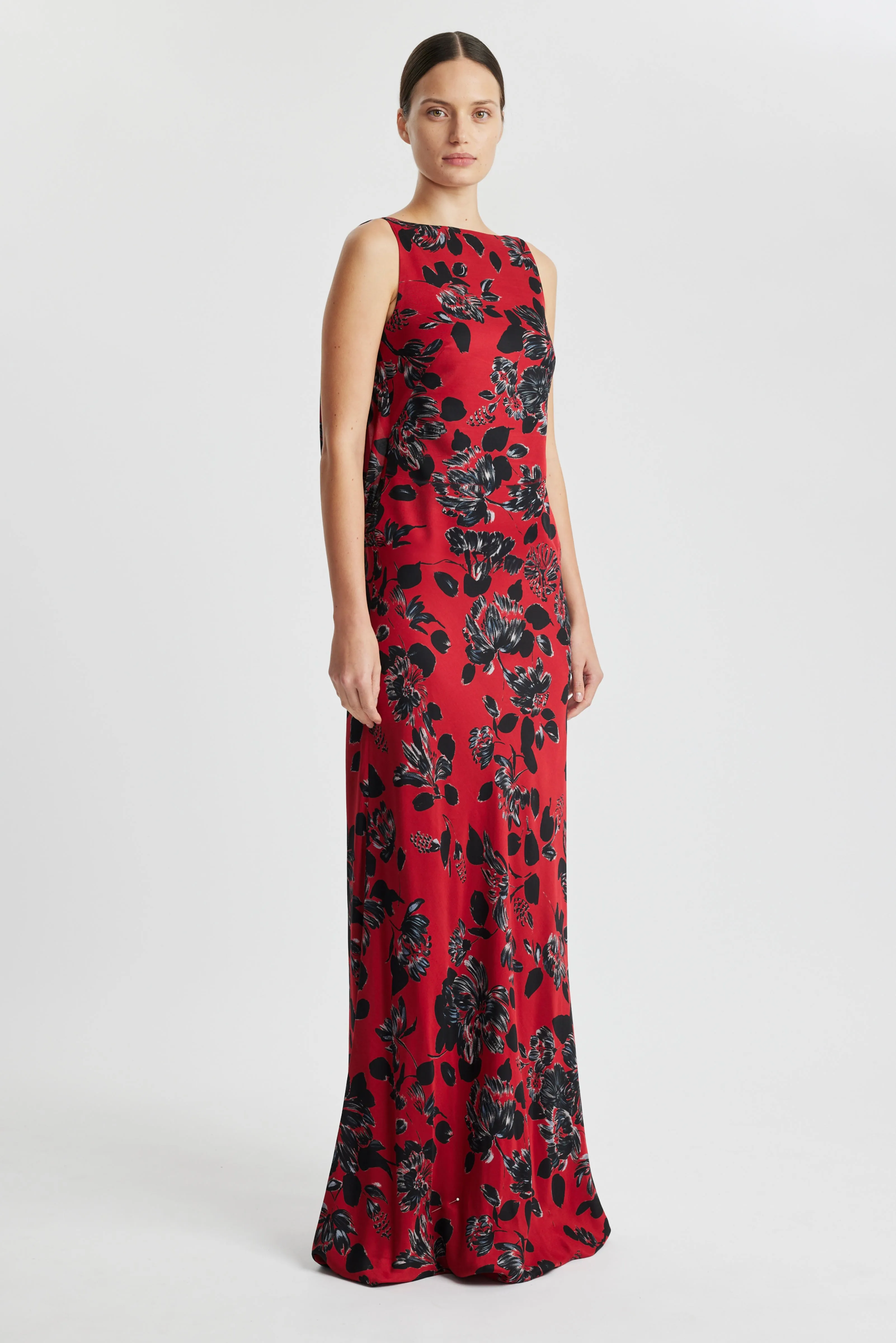 Nefeli Dress In Black Floral Printed Twill