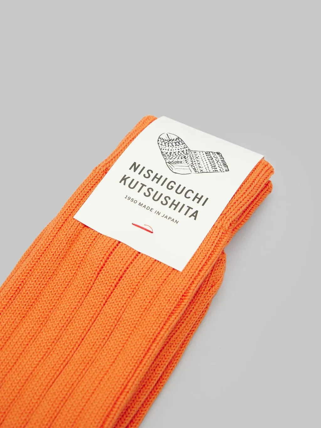 Nishiguchi Kutsushita Egyptian Cotton Ribbed Socks Apricot Orange