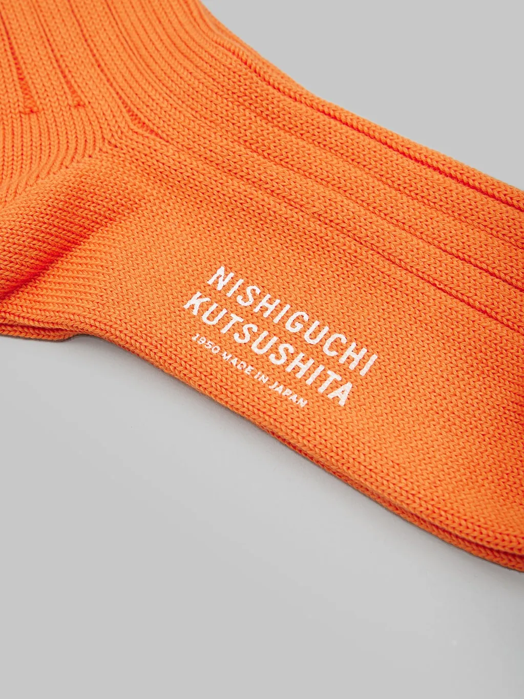 Nishiguchi Kutsushita Egyptian Cotton Ribbed Socks Apricot Orange